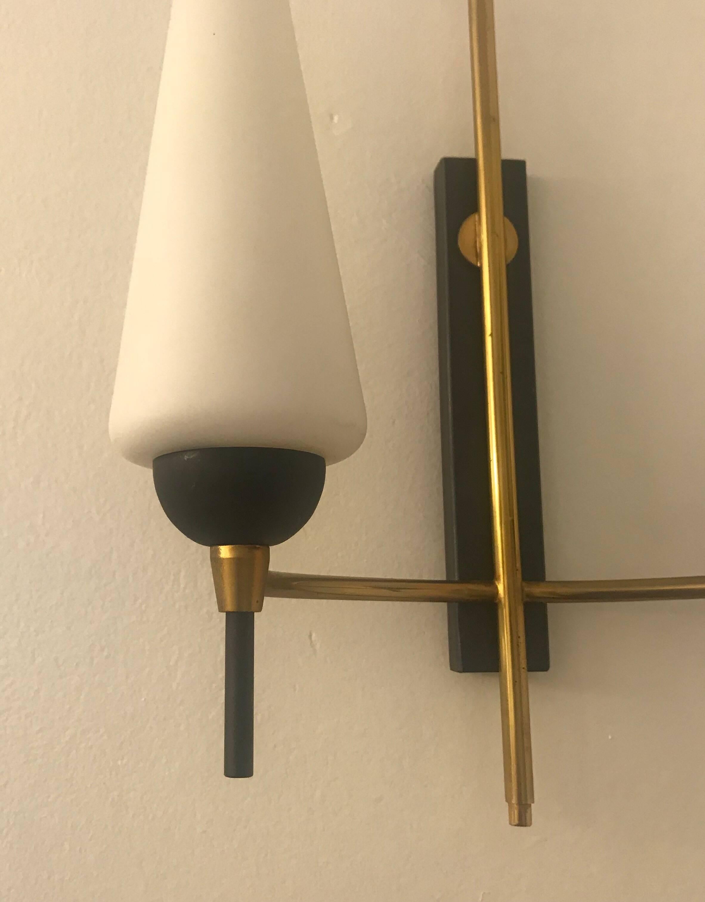 Pair of French Lunel, 1960s Midcentury Wall Lights In Excellent Condition In New York, NY