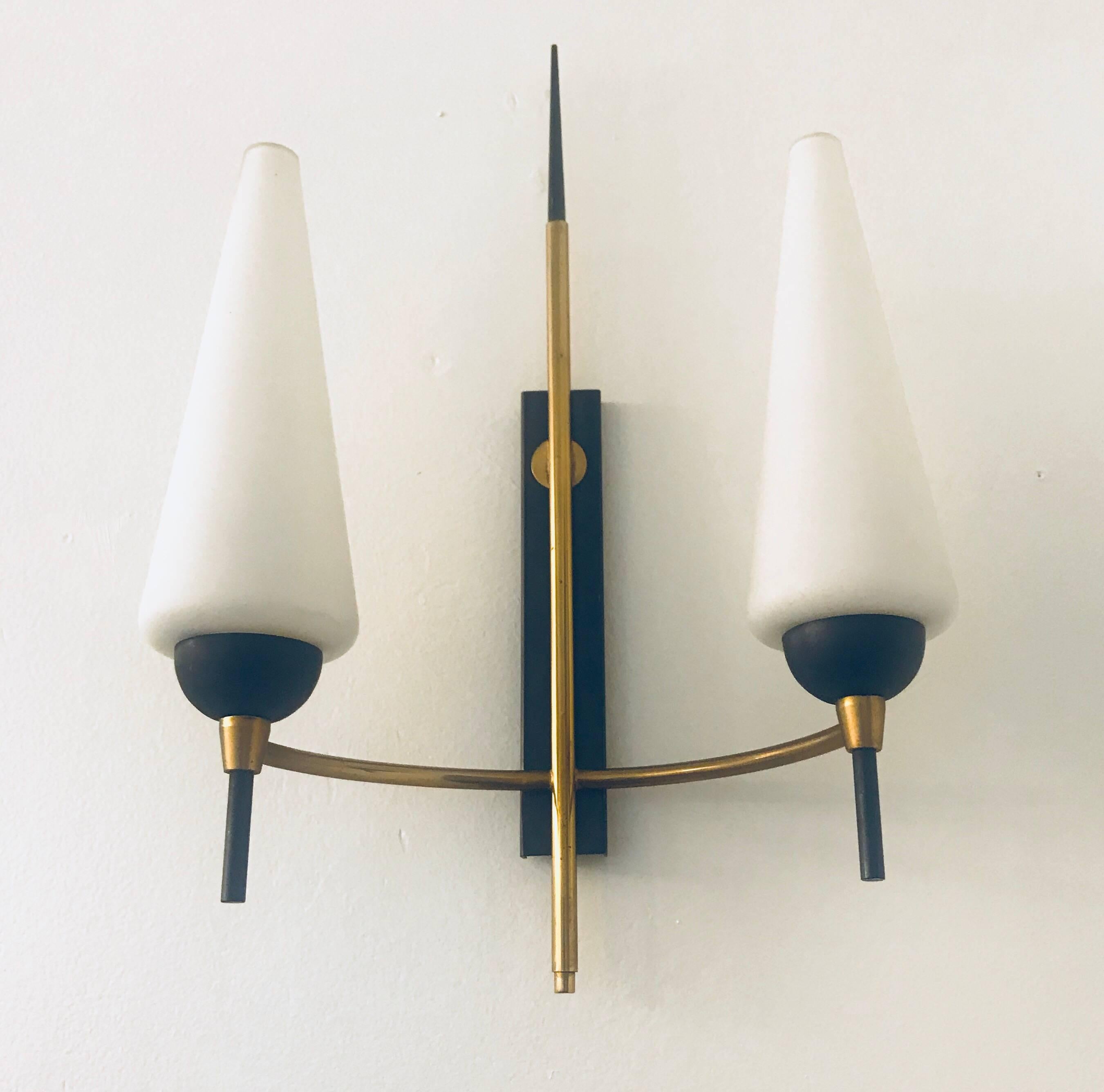 Pair of French Lunel, 1960s Midcentury Wall Lights 2