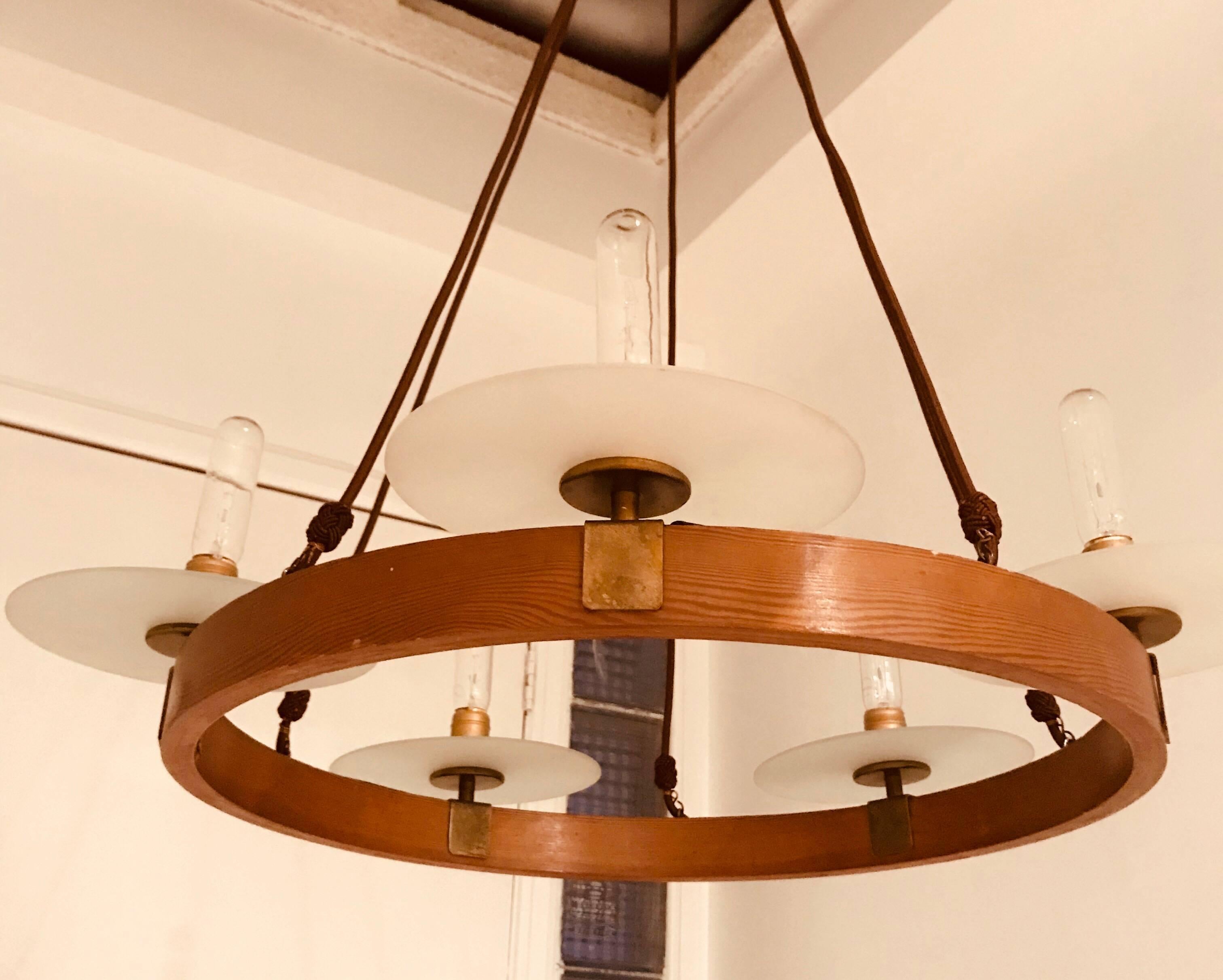 Early 20th Century Viennese Brasserie Seccionist Bauhaus Chandelier For Sale