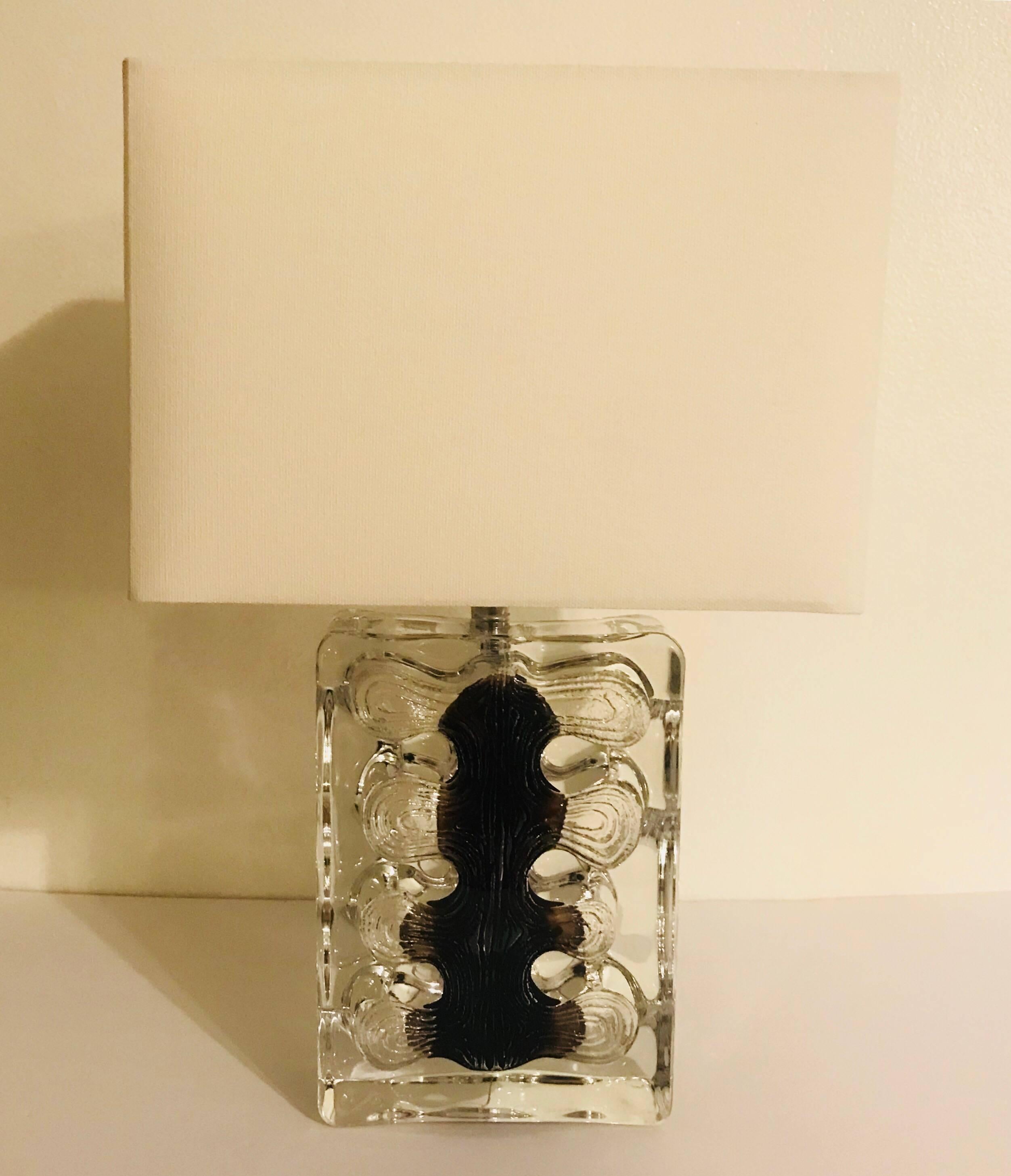 Daum Crystal Table Lamp French, 1970s, Fossil 4