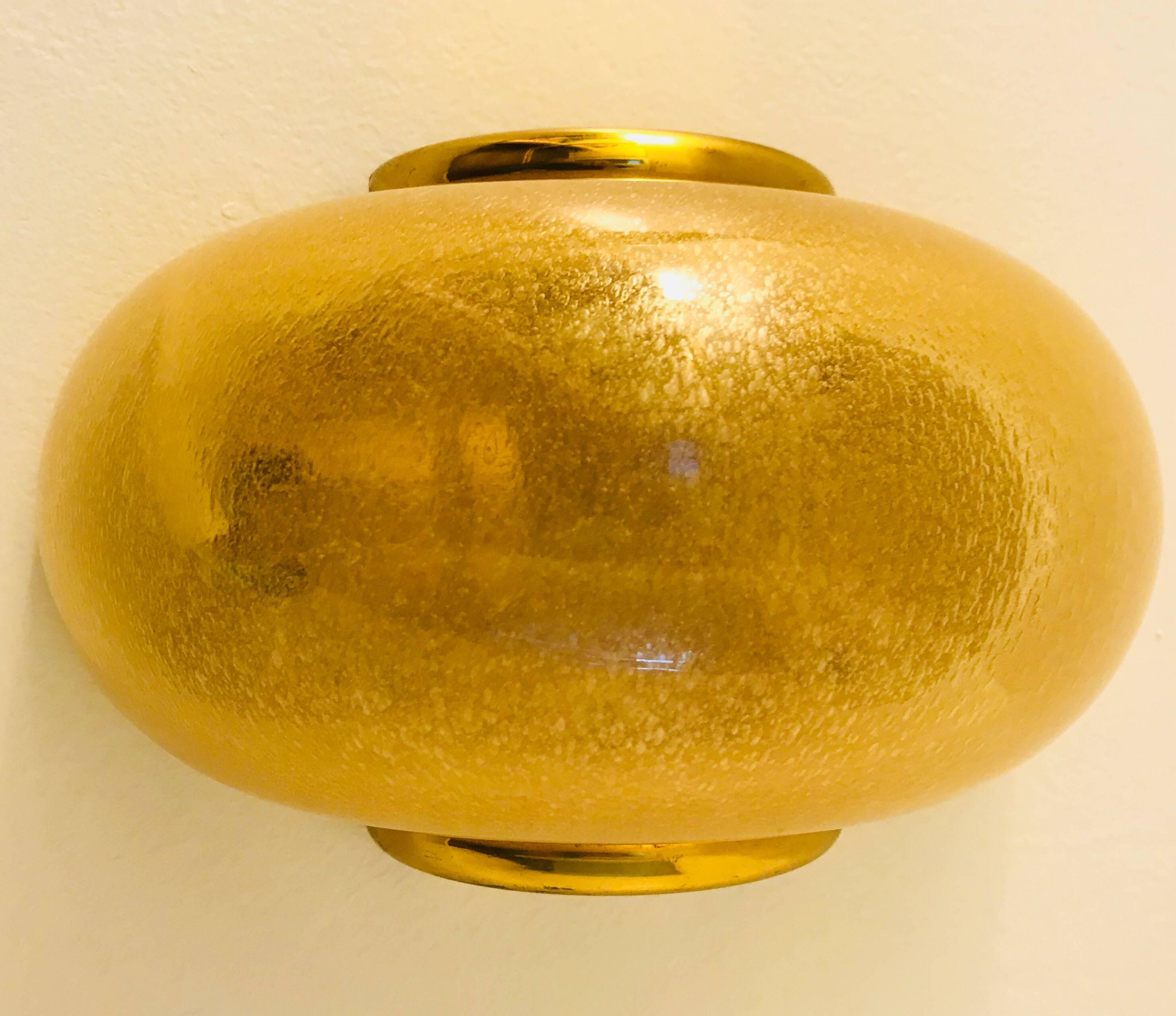 Brass Set of Three Barovier Murano Gold Glass Wall Lights