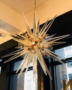 Venetian Glass Snowflake Chandelier , 1970s