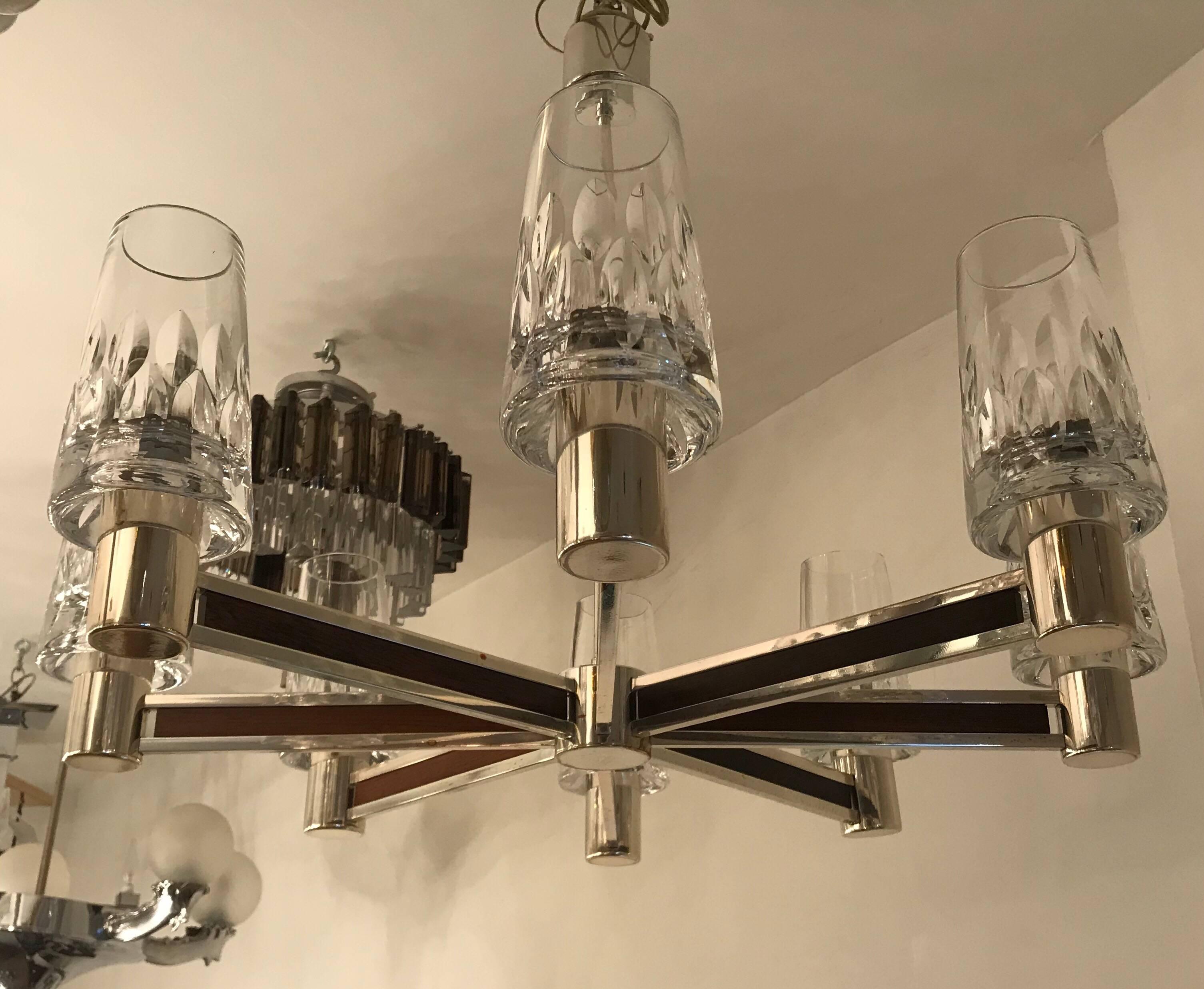Mid-Century Modern German High Style, 1970s Crystal Chandelier For Sale