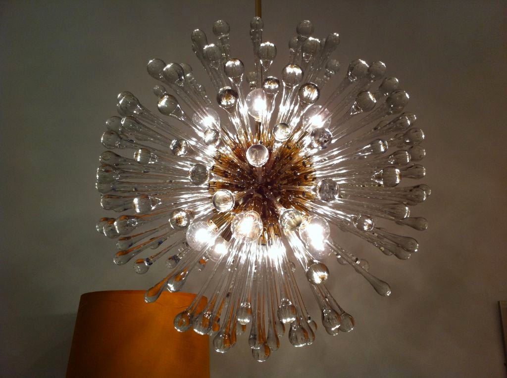 1960s Italian Murano Glass Dandelion Chandelier (Moderne der Mitte des Jahrhunderts)