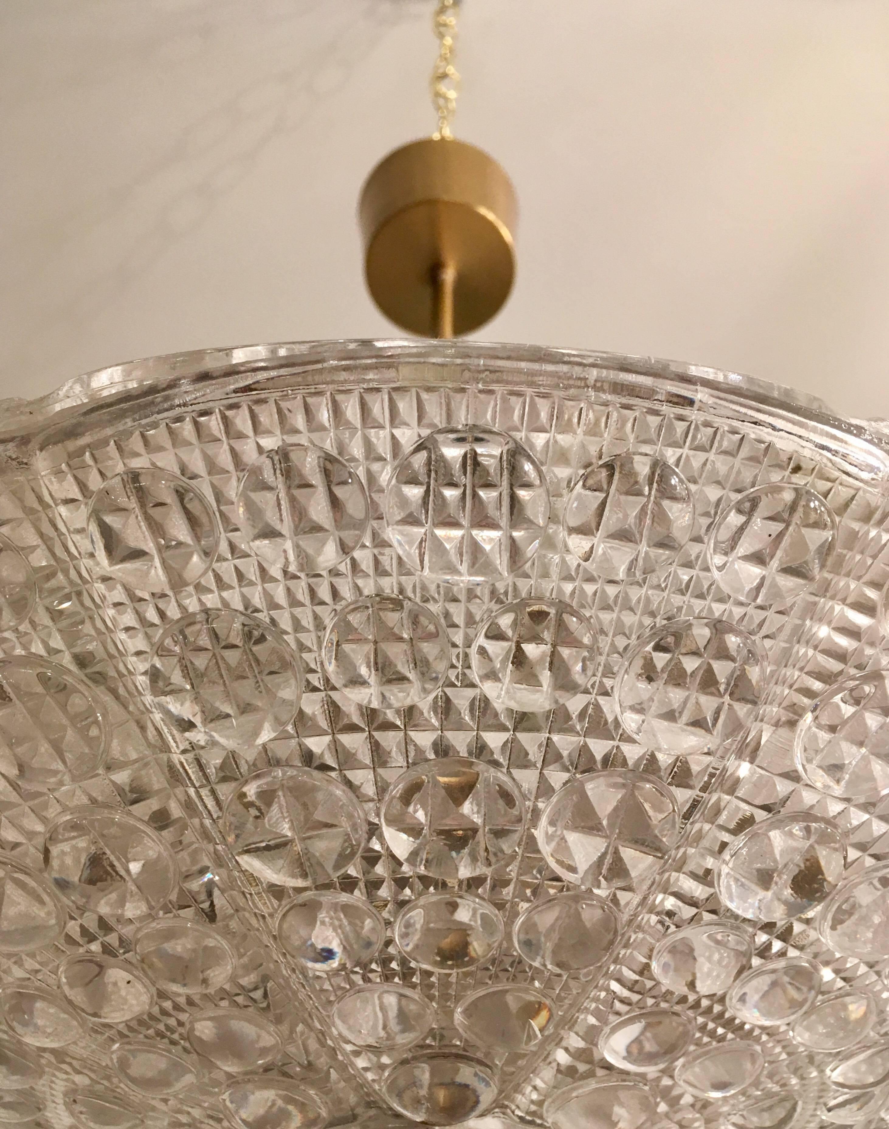 Mid-20th Century Swedish Orrefors Fagerlund Crystal Pendant Light