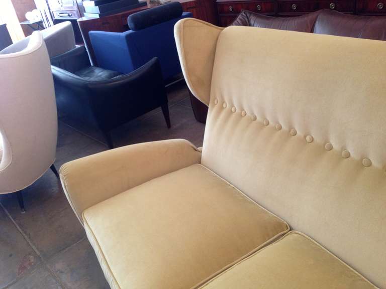 Paolo Buffa High Wing Back Three-Seat Sofa In Excellent Condition In New York, NY