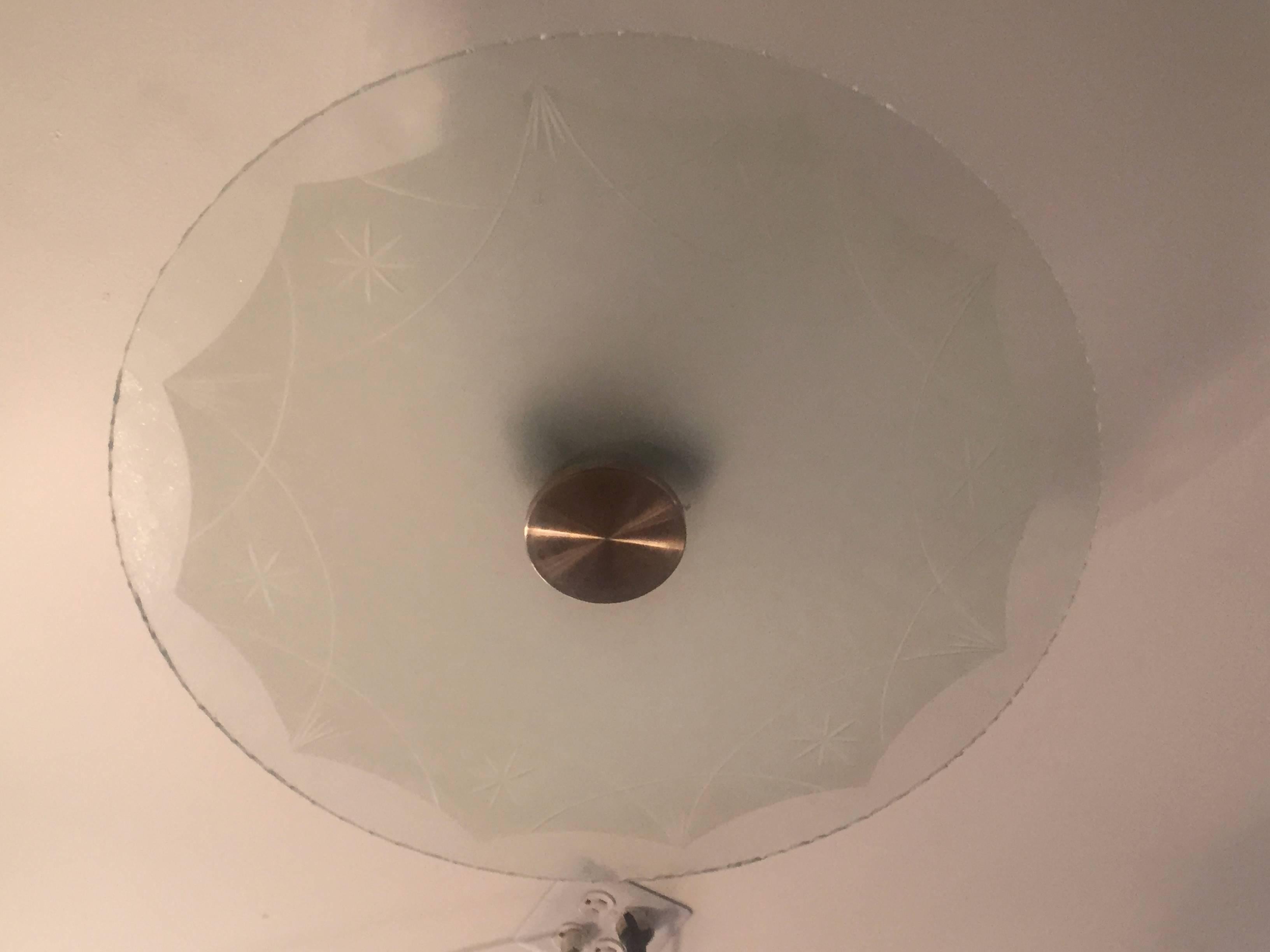 Art déco Lampe à suspension encastrée en verre Art Déco suédois en vente