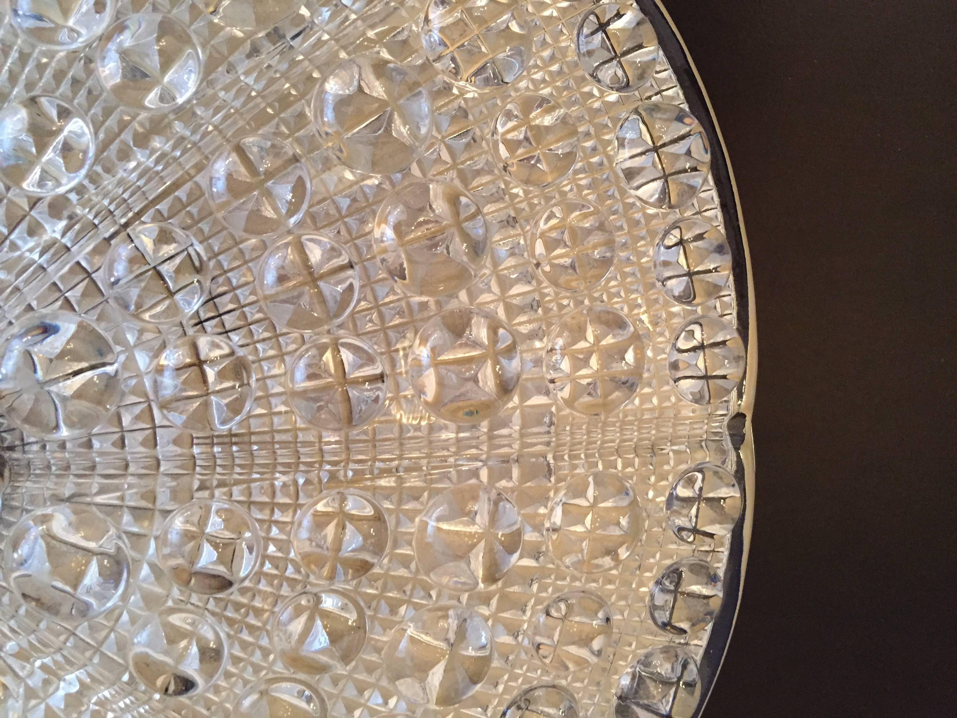 Mid-20th Century Carl Fagerlund Orrefors Swedish Glass Flush Ceiling Light