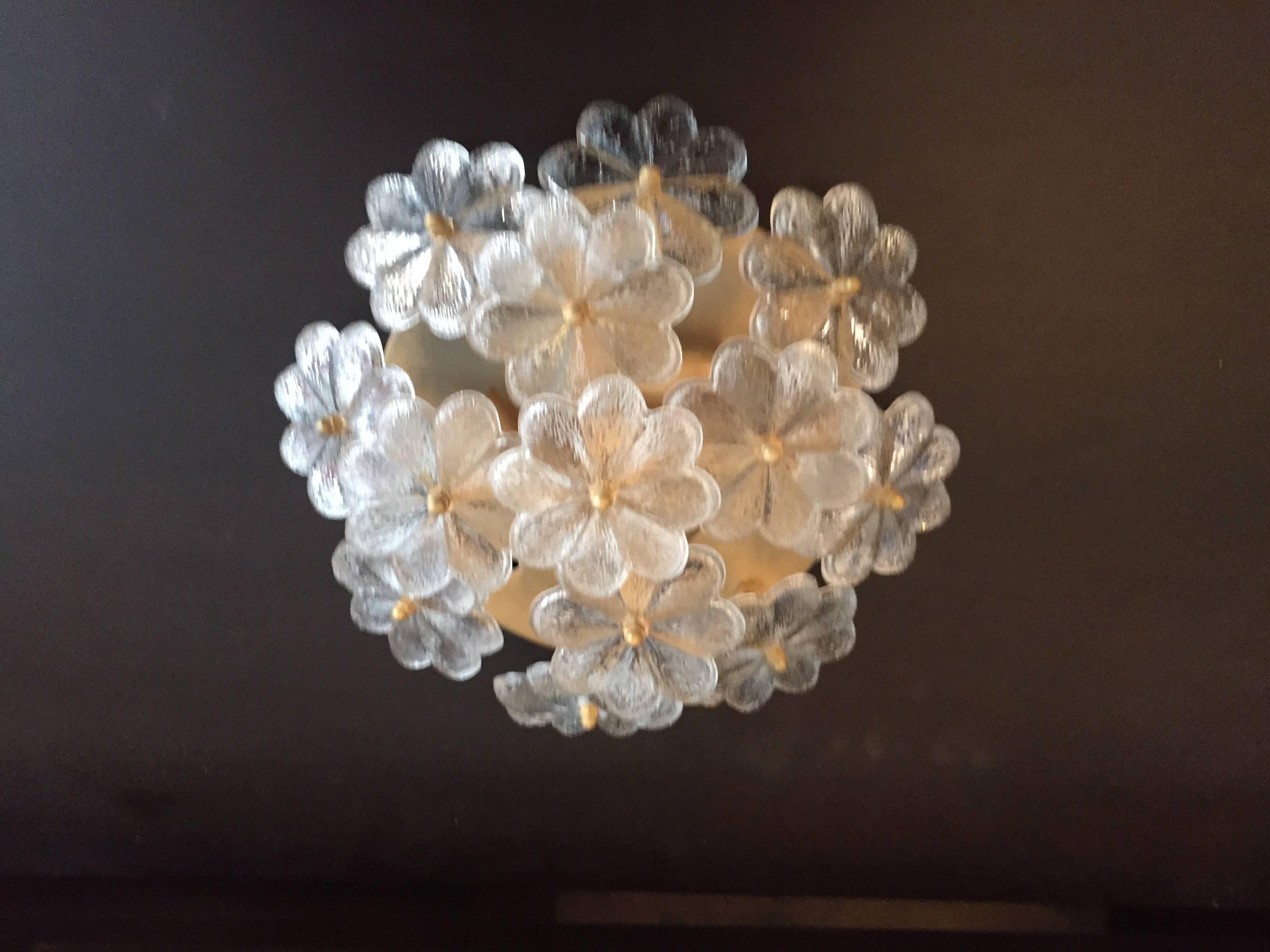 Palme Glass Austrian 1950s Flush Light In Excellent Condition In New York, NY