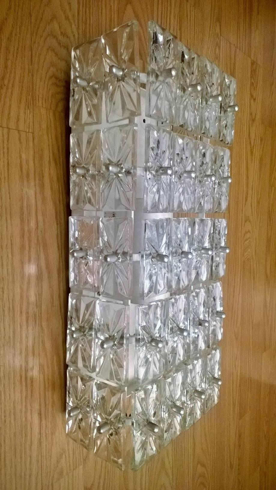 Mid-Century Modern Large Pair of Austrian Crystal Kinkeldey Wall Lights For Sale