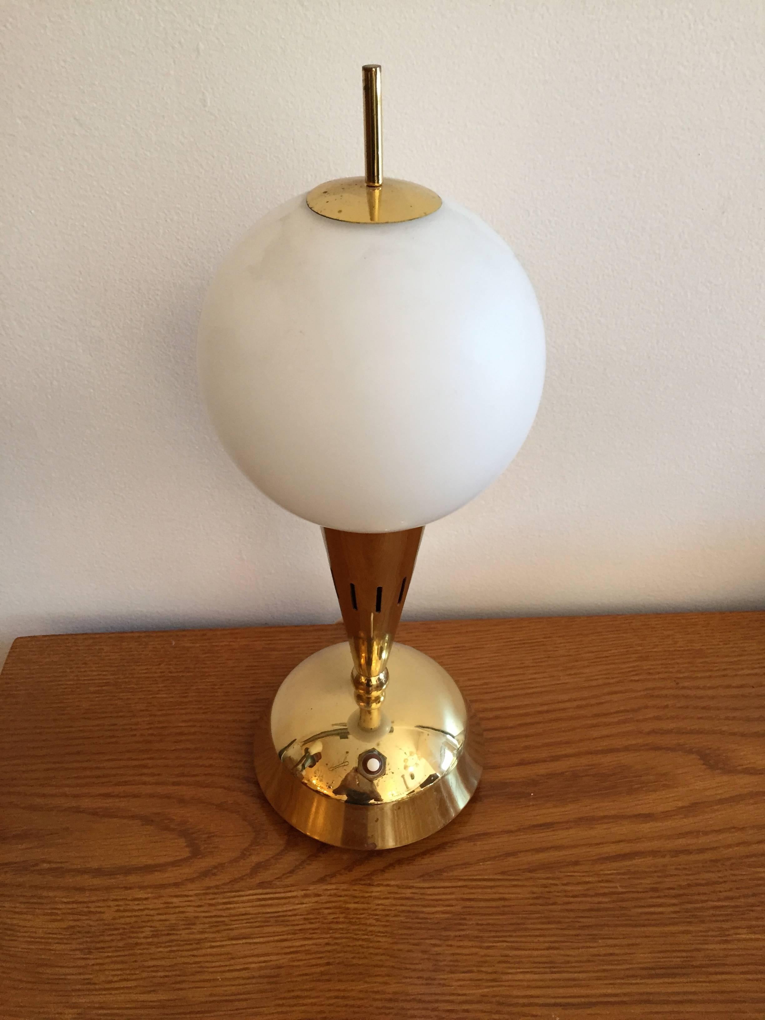 Brass Pair of Italian Mid-Century Modern, 1950s Table Lamps