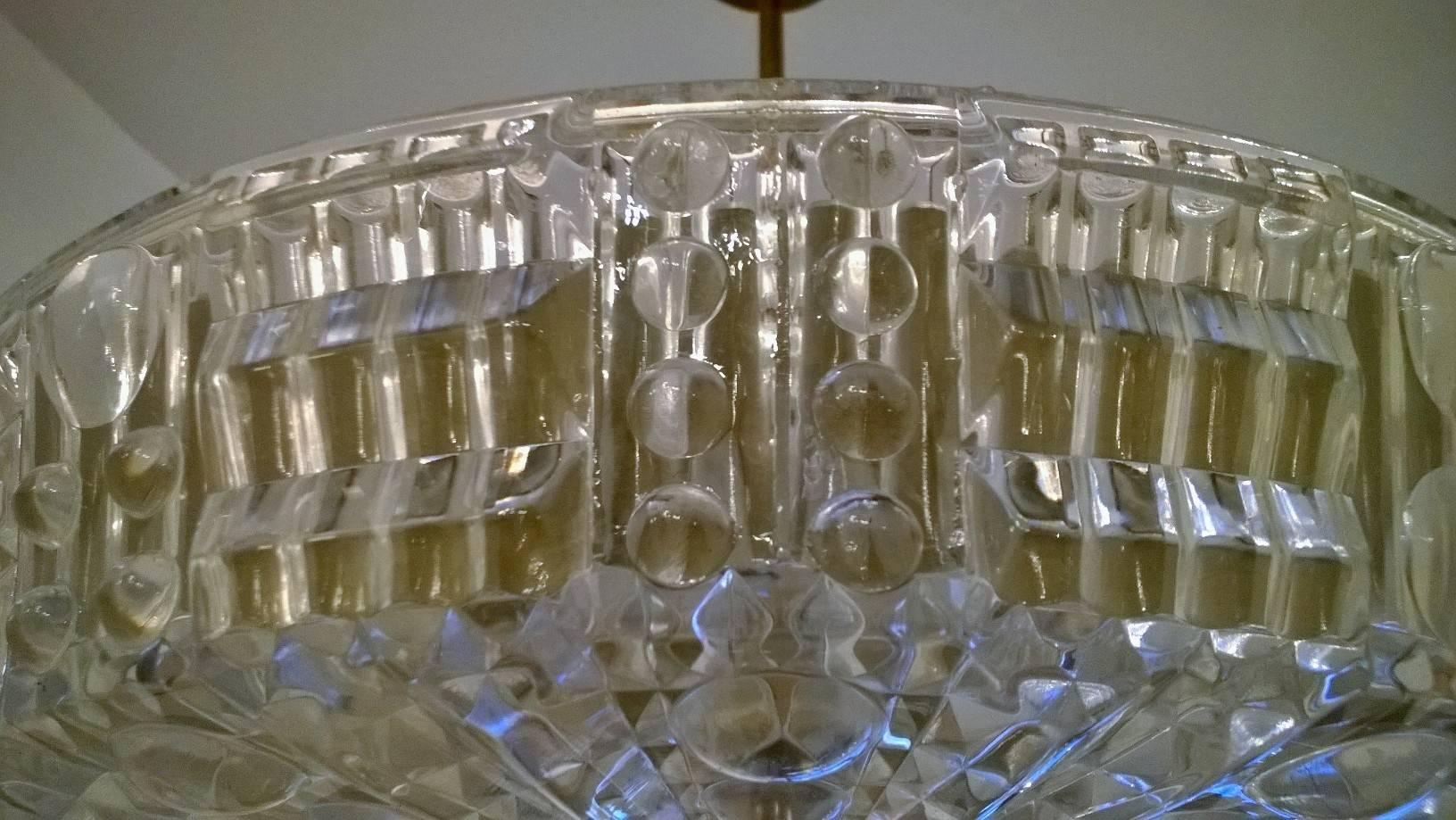 Mid-20th Century Swedish Orrefors Glass Carl Fagerlund Flush Pendant