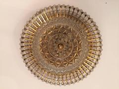 Pair of Austrian 1950s Crystal Flush Mid-Century Modern Flush Ceiling Lights