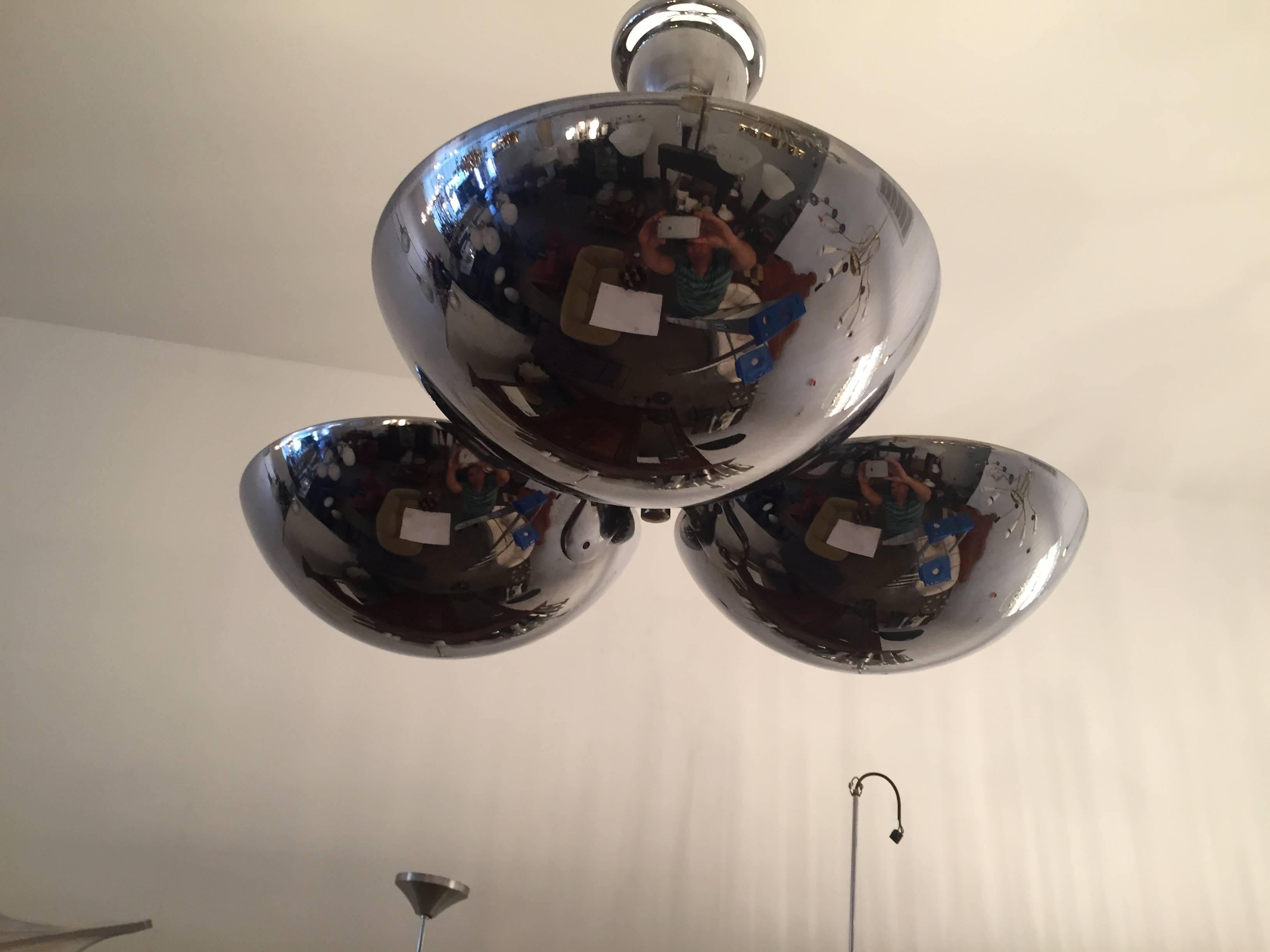 Czech Bauhaus  1930s Flush Pendant Light In Excellent Condition In New York, NY