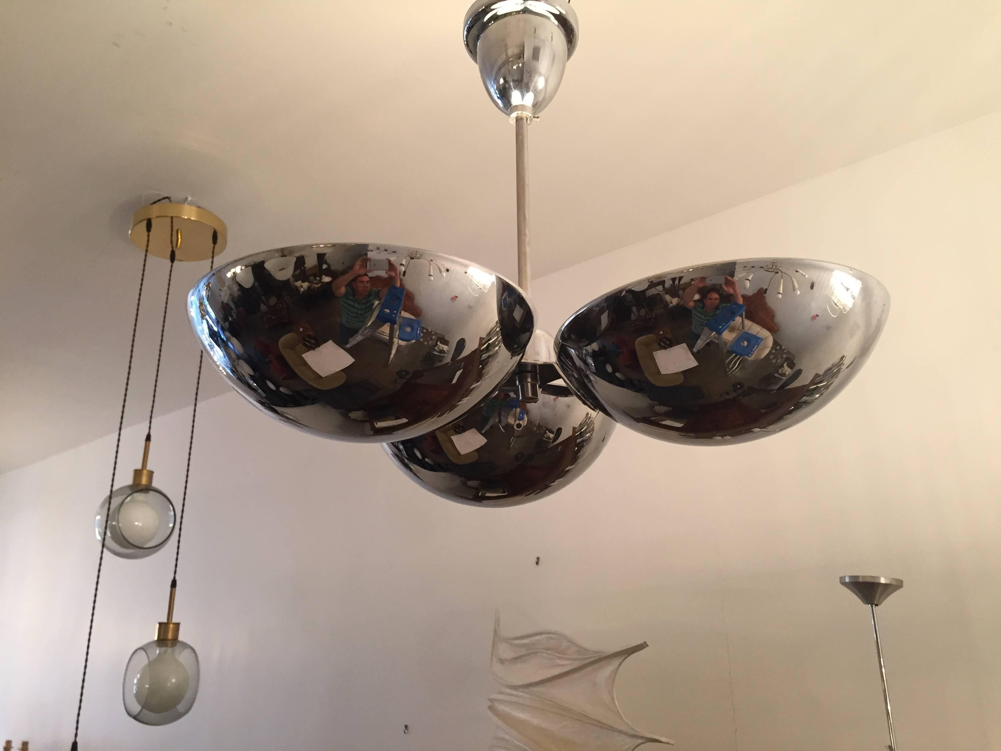 Czech Bauhaus  1930s Flush Pendant Light 1