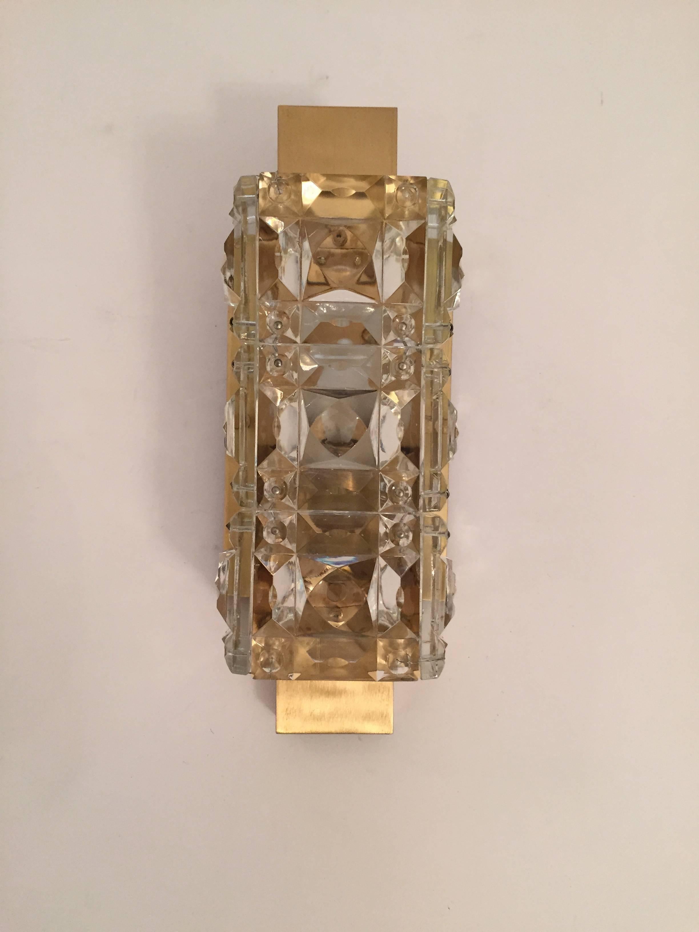 Pair of Austrian Kinkeldey Crystal Glass 1950s Sconces 3