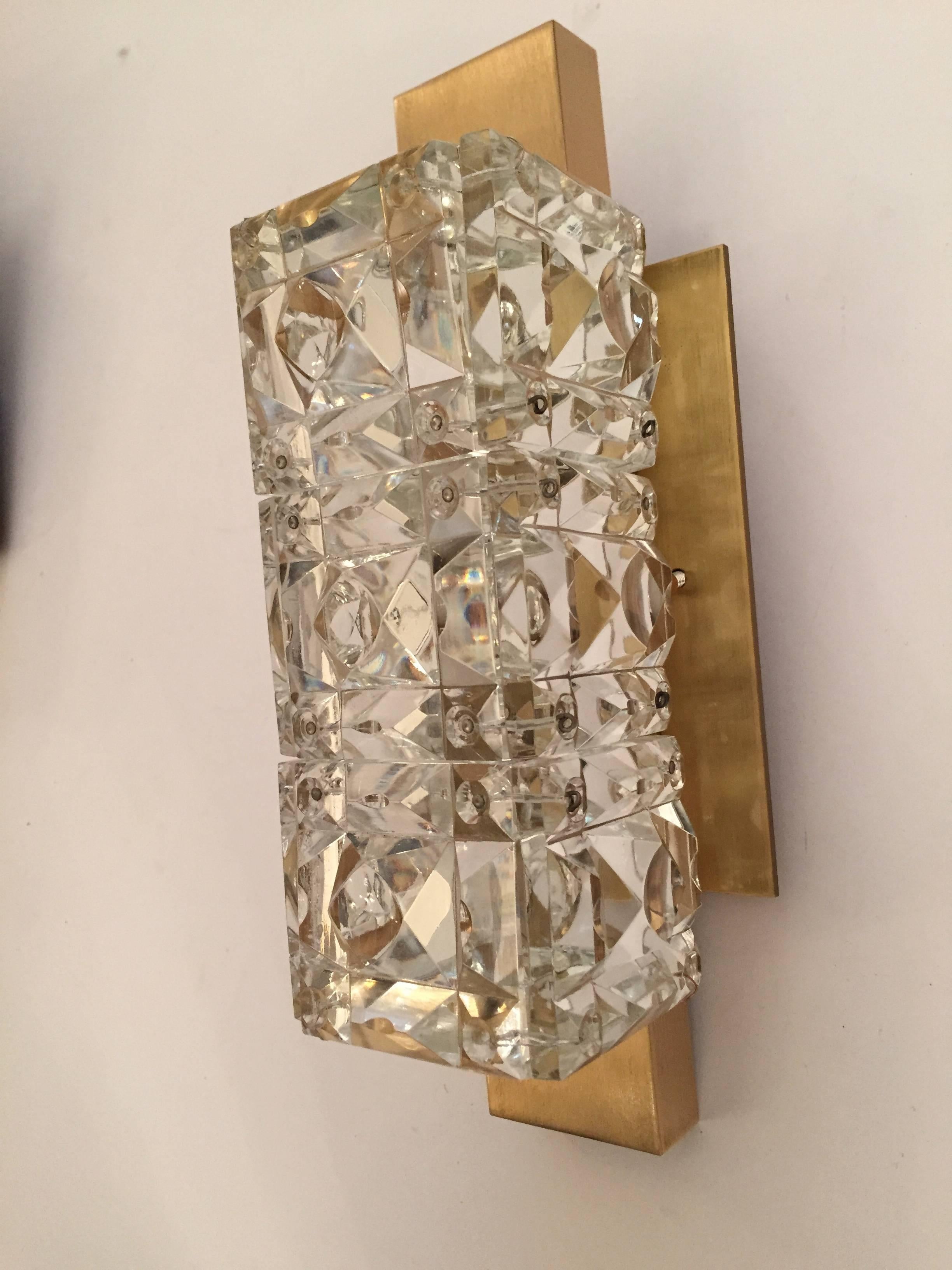 Pair of Austrian Kinkeldey Crystal Glass 1950s Sconces 4