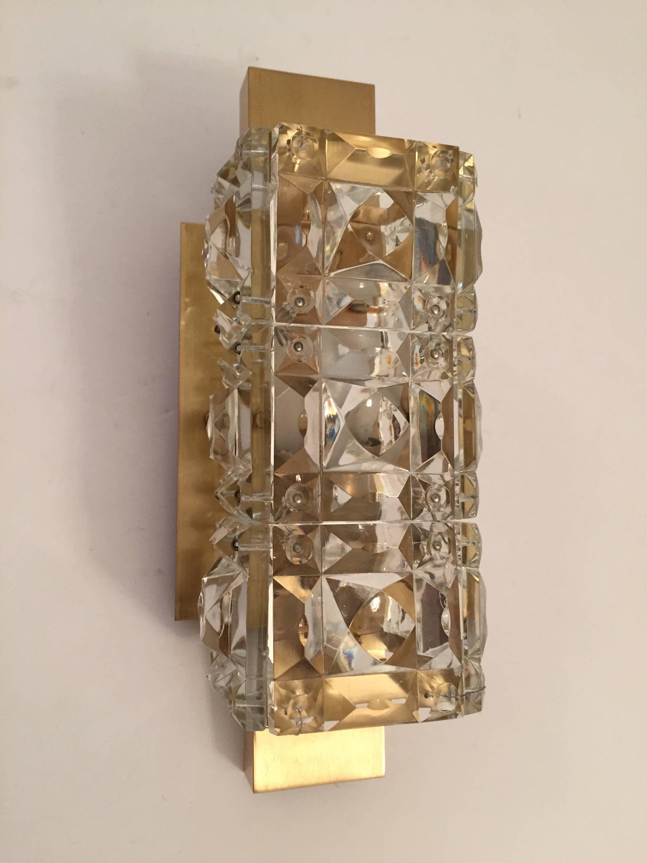 Pair of Austrian Kinkeldey Crystal Glass 1950s Sconces 5