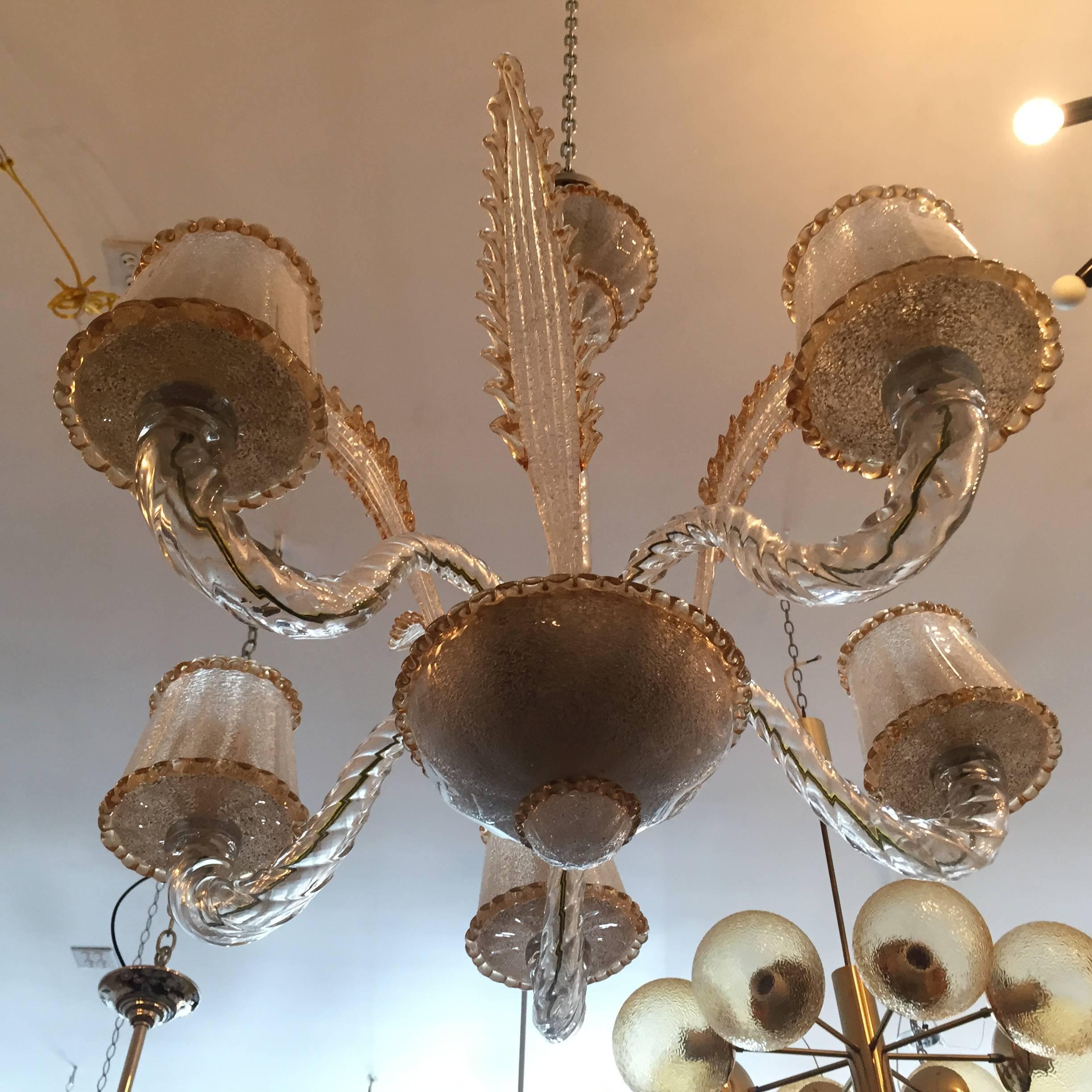 Barovier Murano Glass 1940s Italian Chandelier 2