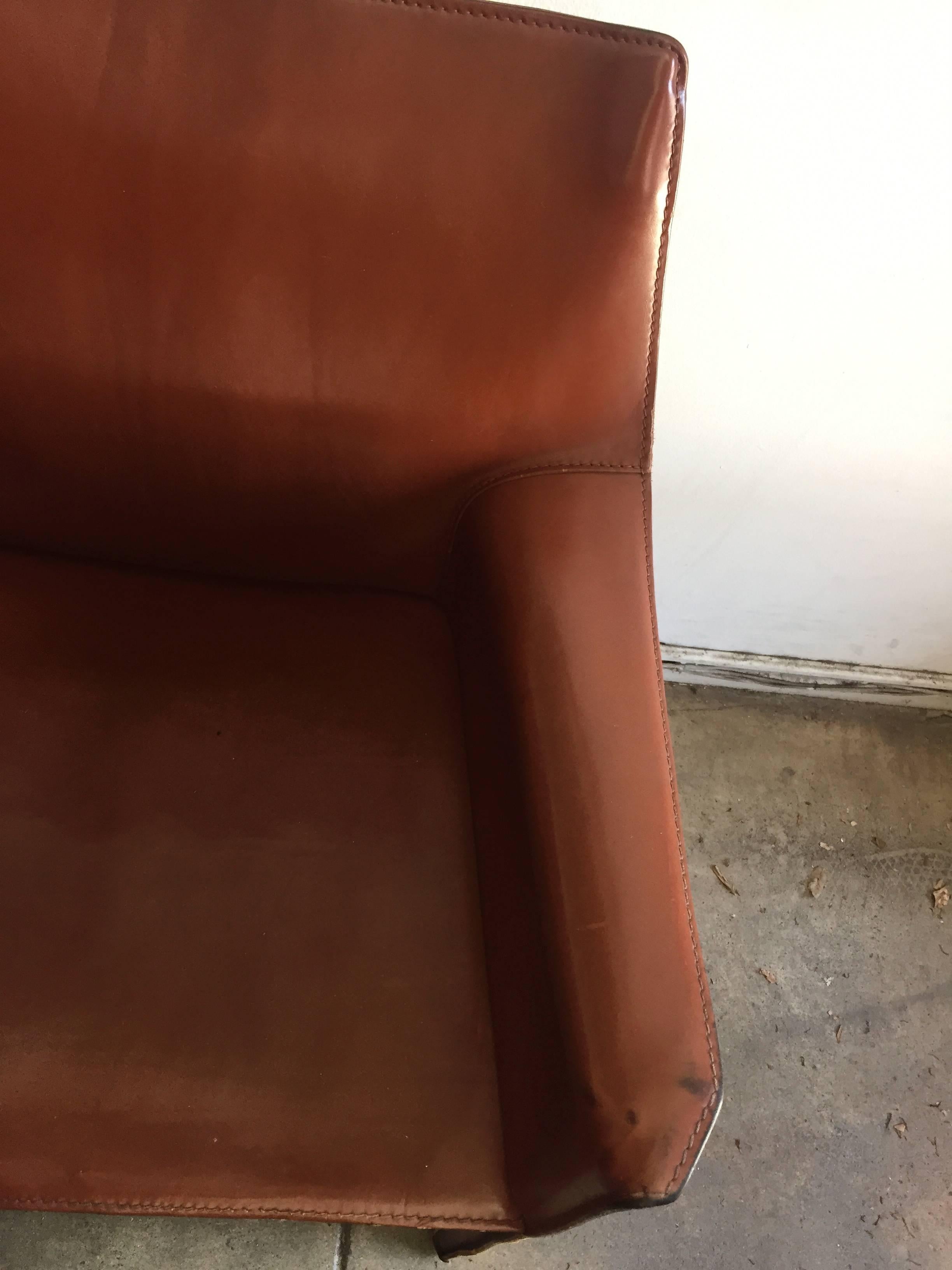Pair of Mario Bellini Cassina Cab Leather Chairs In Good Condition In New York, NY