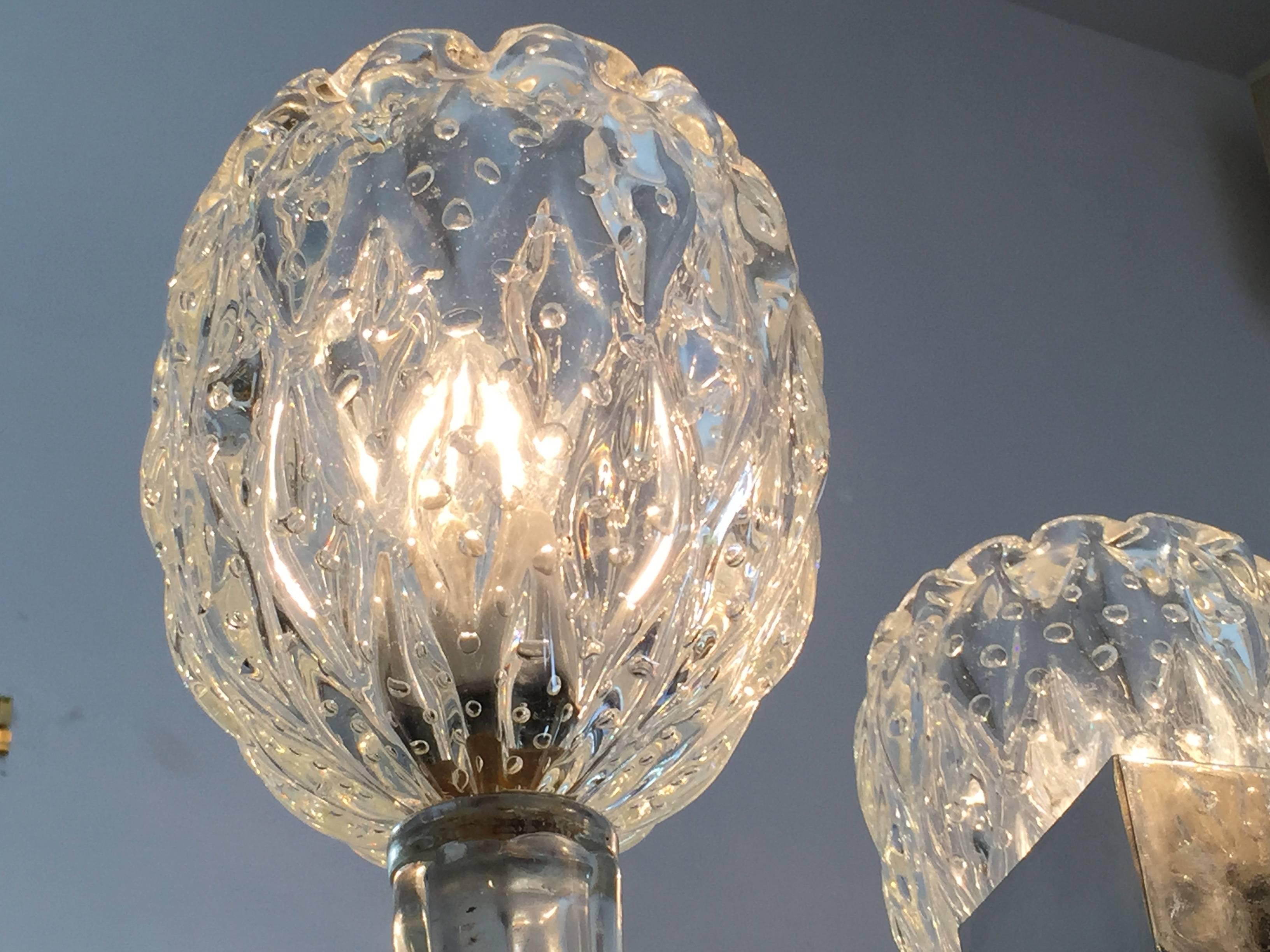 Verre de Murano Lustre en verre de Murano moderne Barovier des années 1940 en vente