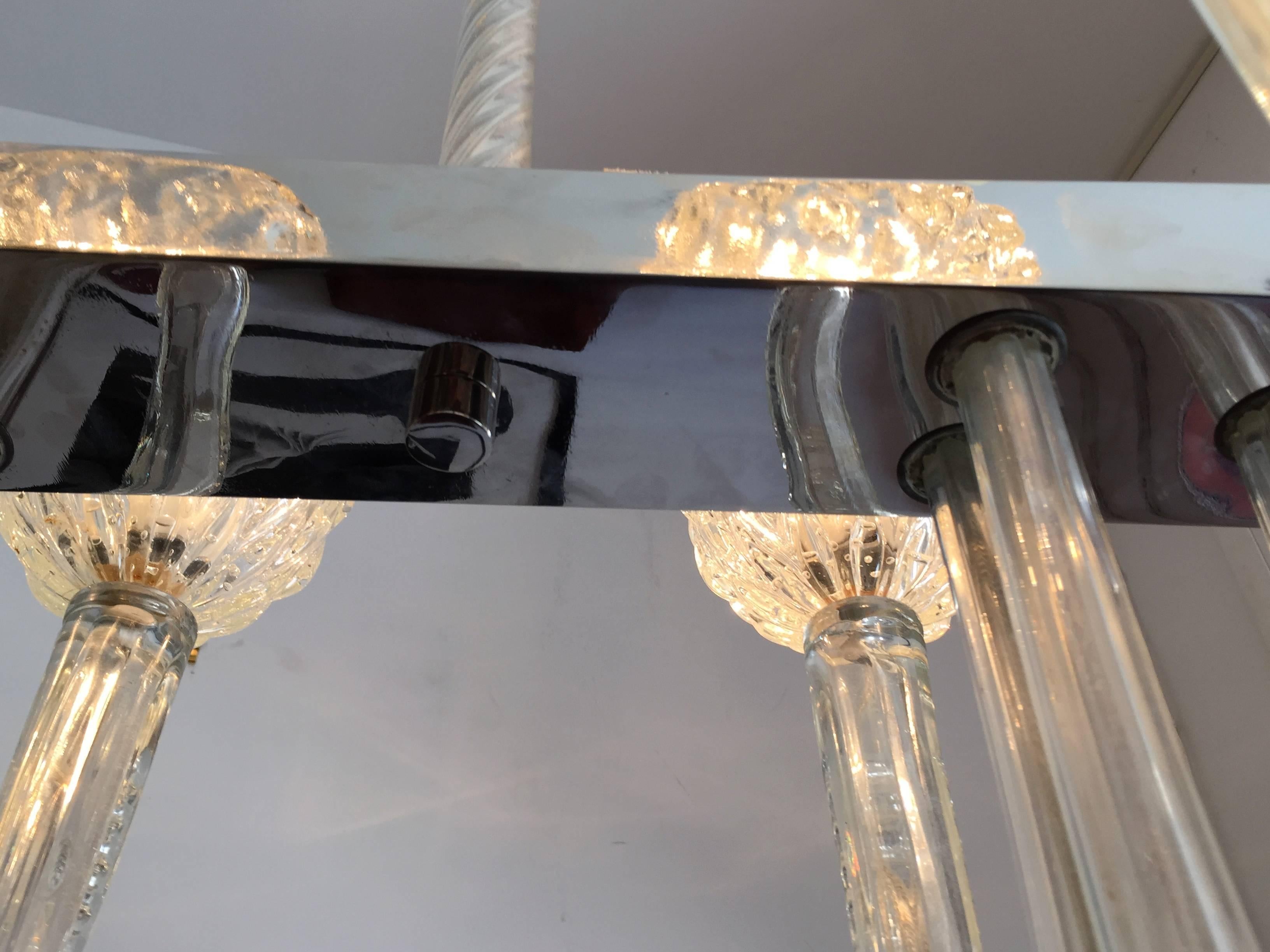 Barovier 1940s Moderne Murano Glass Chandelier For Sale 2