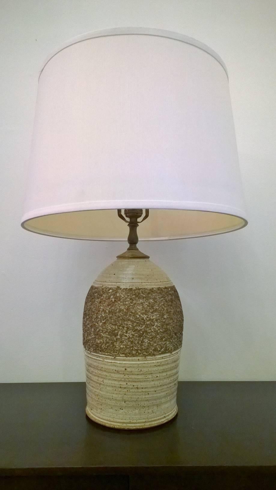 Mid-Century Modern Pair of Art Pottery 1960s Stoneware Table Lamps