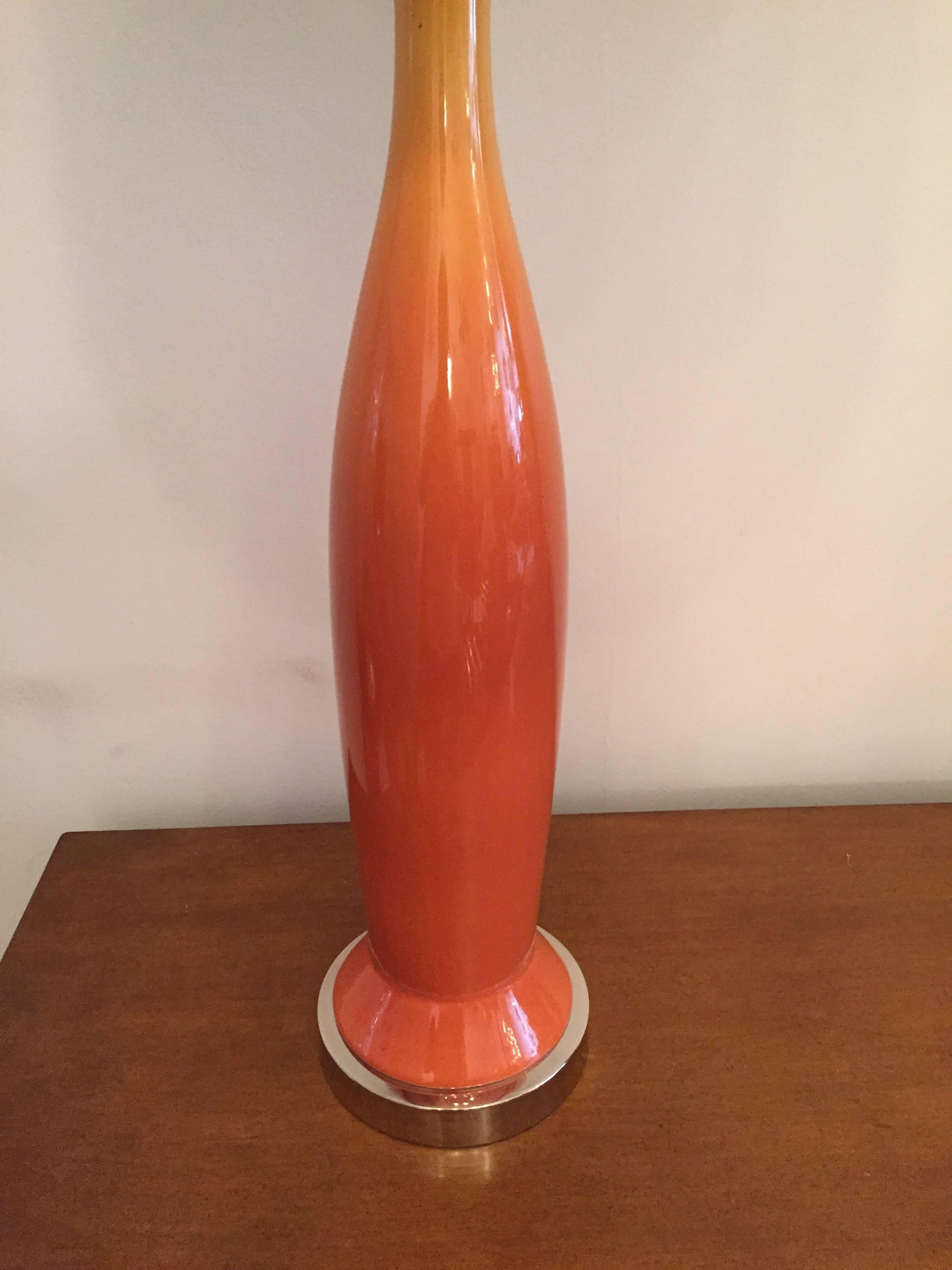 Tall Pair of 1960s Italian Art Pottery Table Lamps In Excellent Condition For Sale In New York, NY