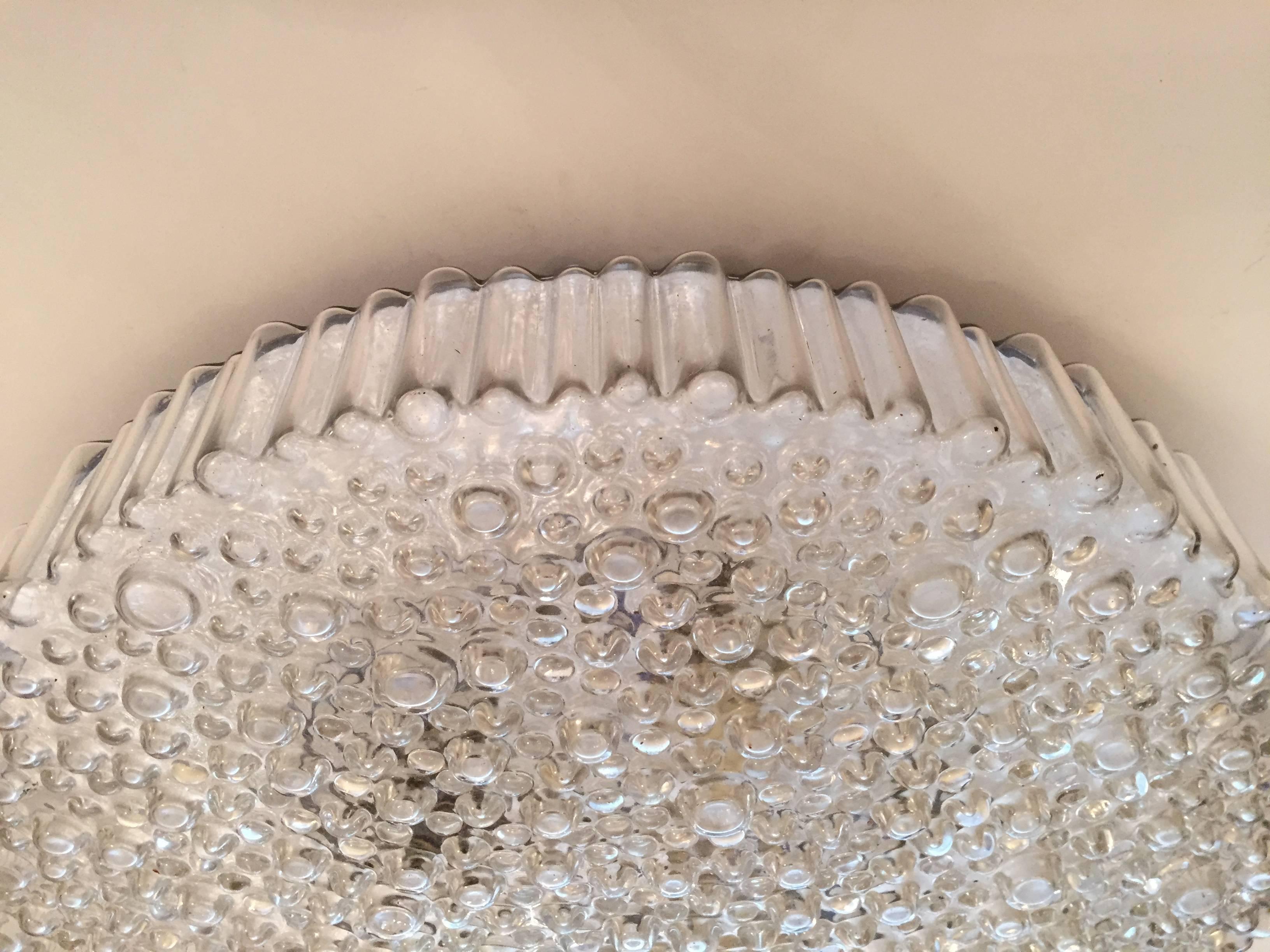 Grand Limburg Glass, 1960s Flush Ceiling Light In Excellent Condition In New York, NY