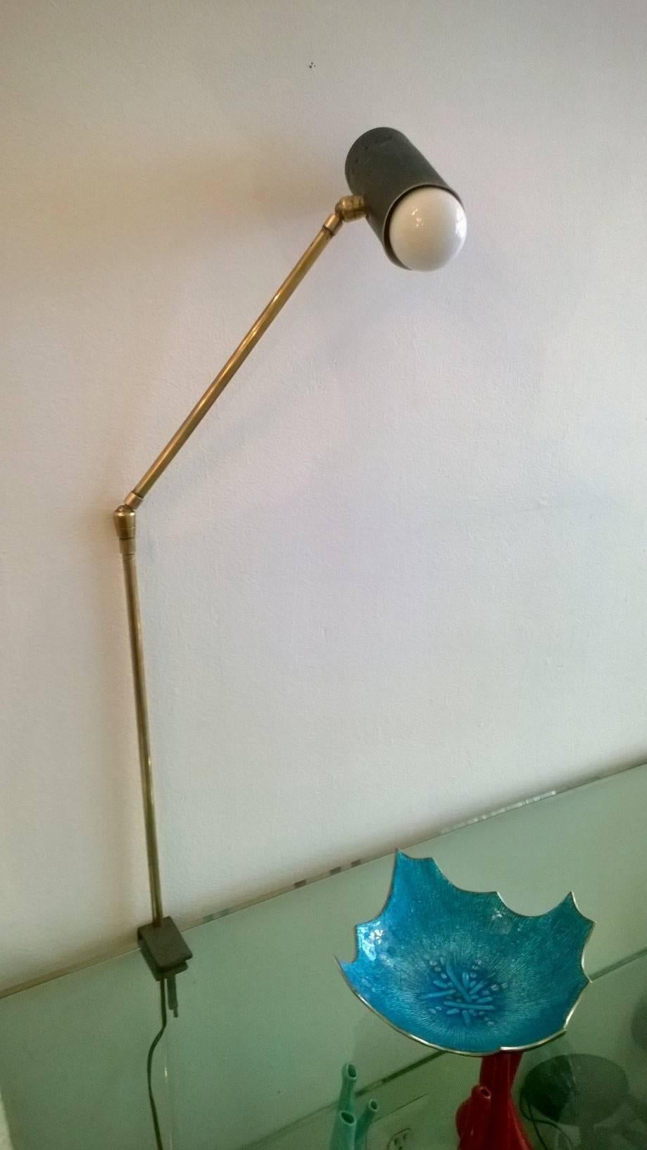 Brass French 1950s Directional Desk Lamp