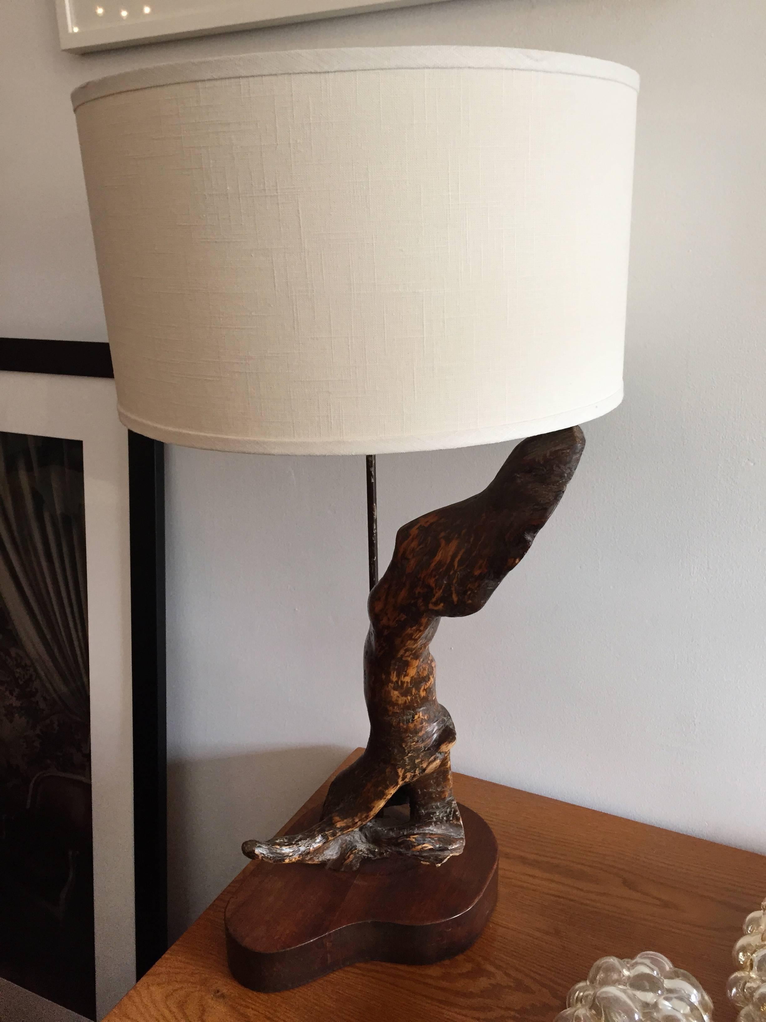 Mid-20th Century Pair of Sculptural California Driftwood 1960s Table Lamps For Sale