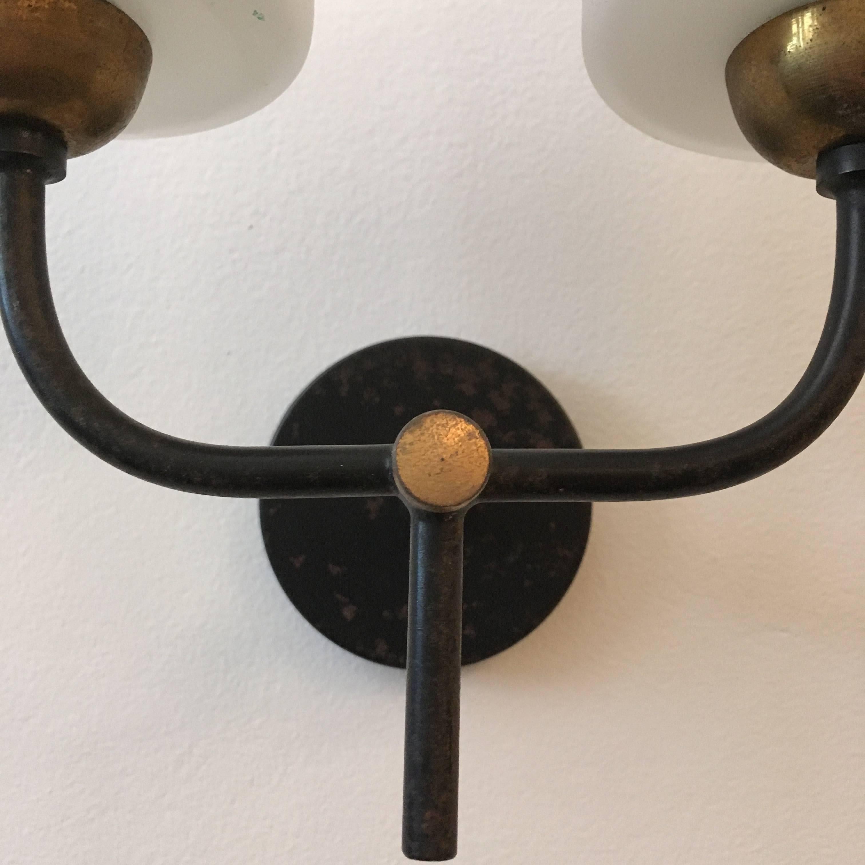 Brass Pair of French Arlus 1960s Wall Lights