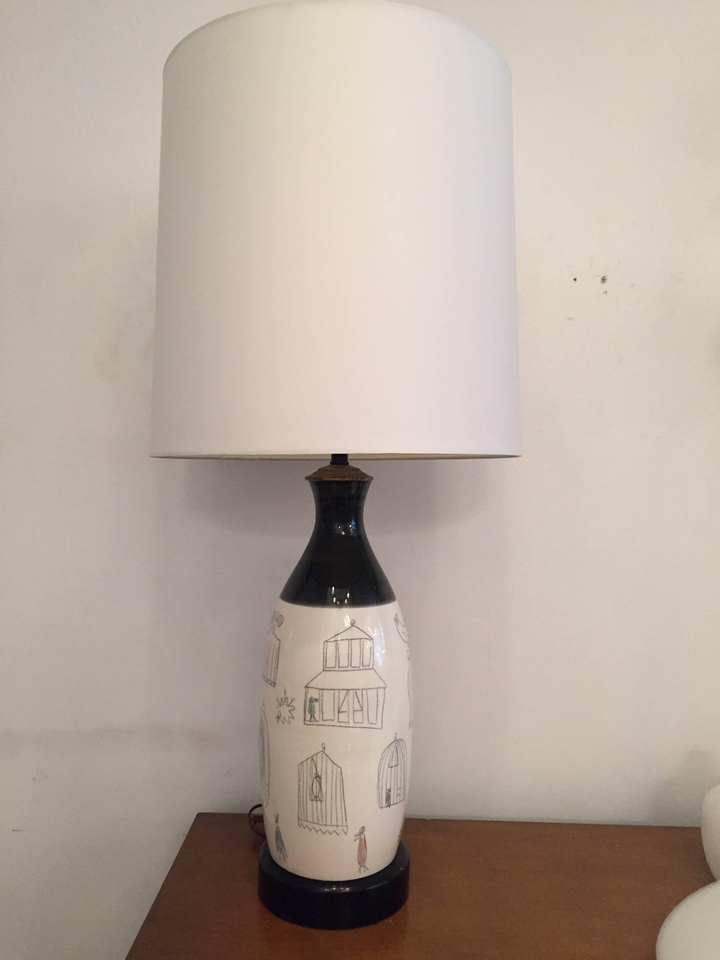 Mid-20th Century Pair of French 1960s Pottery Table Lamps