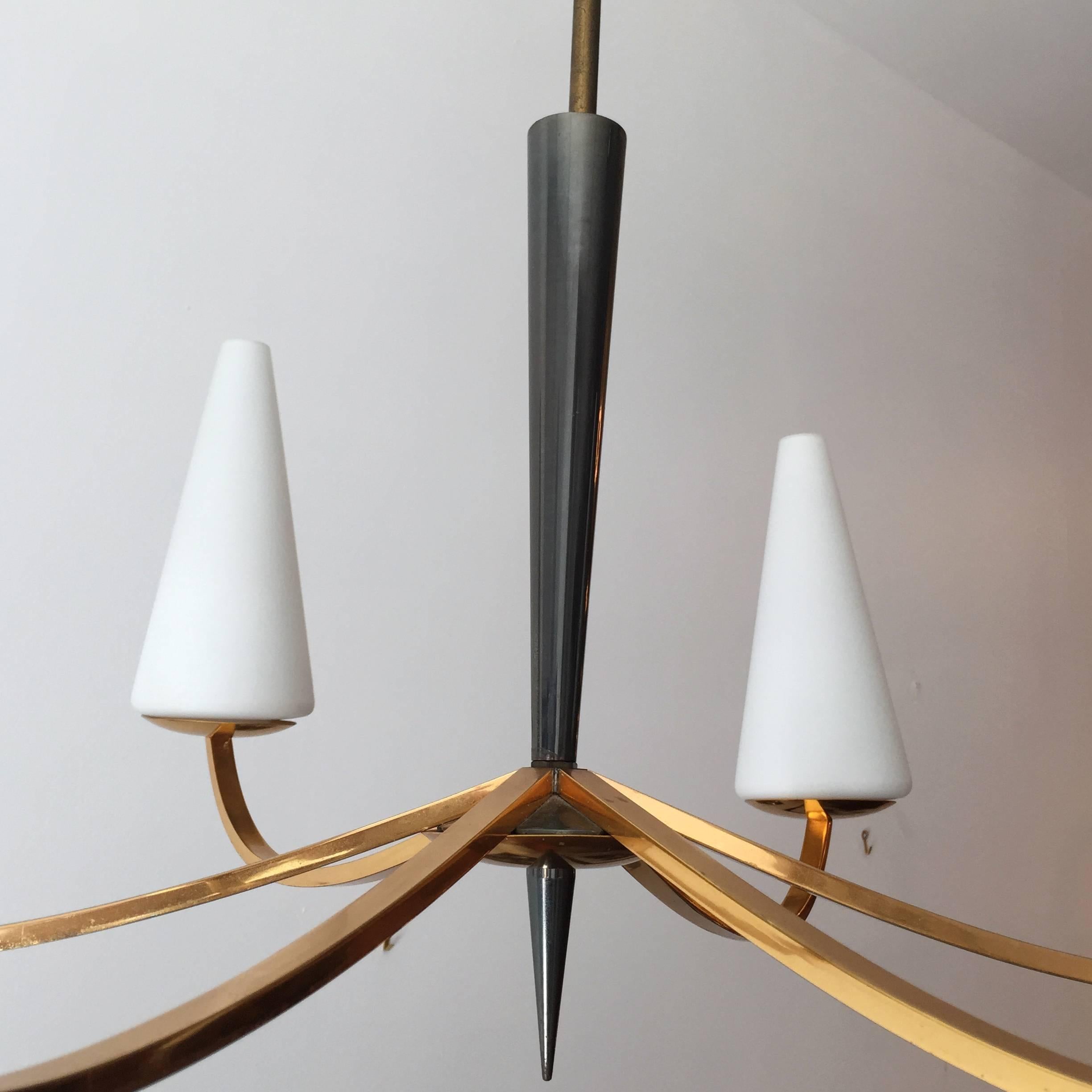 Mid-20th Century 1960s French Lunel Modern Chandelier