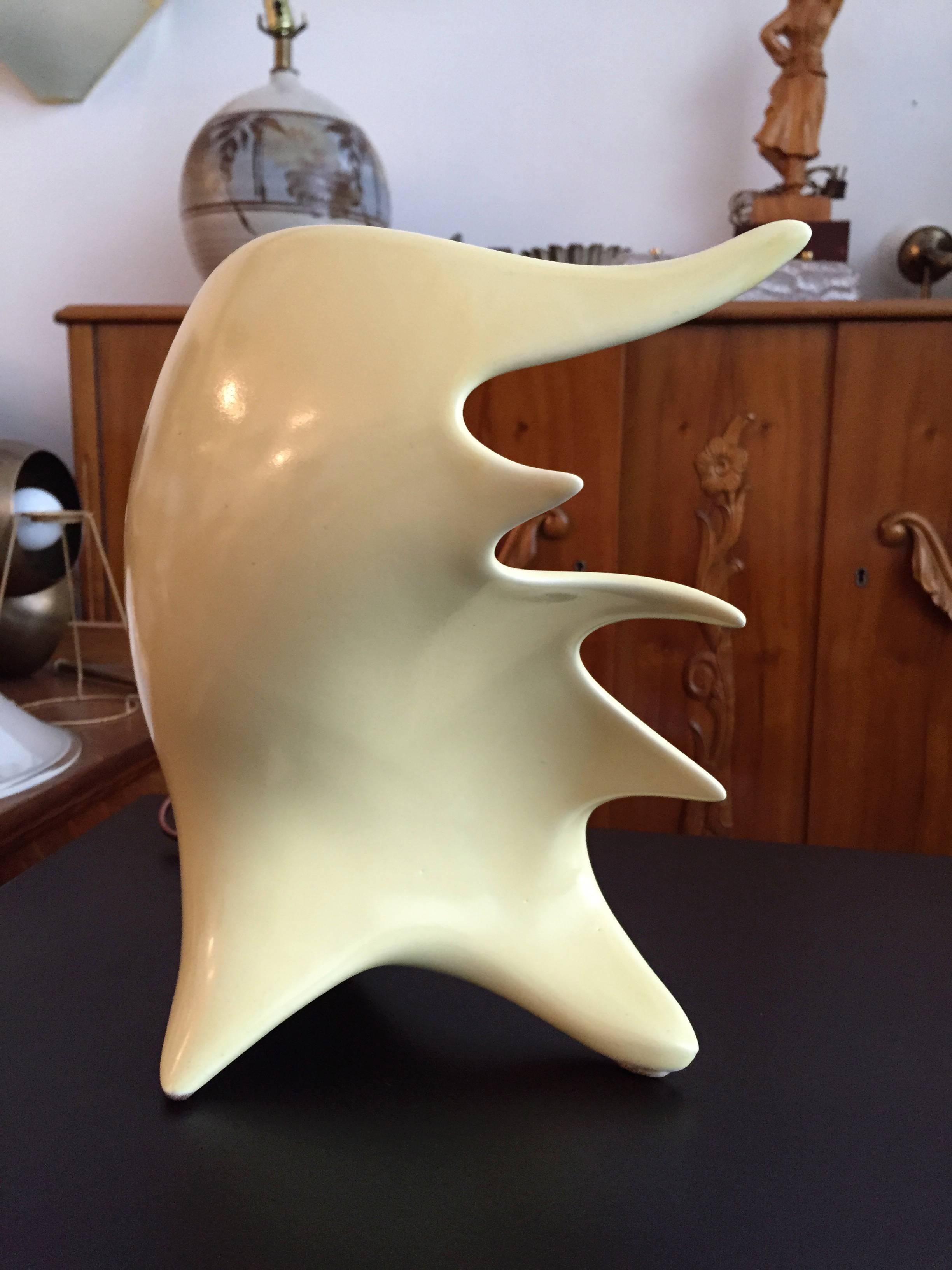 Antonia Campi Conchiglia Keramik, Italienische Lampe aus den 1950er Jahren (Porzellan) im Angebot