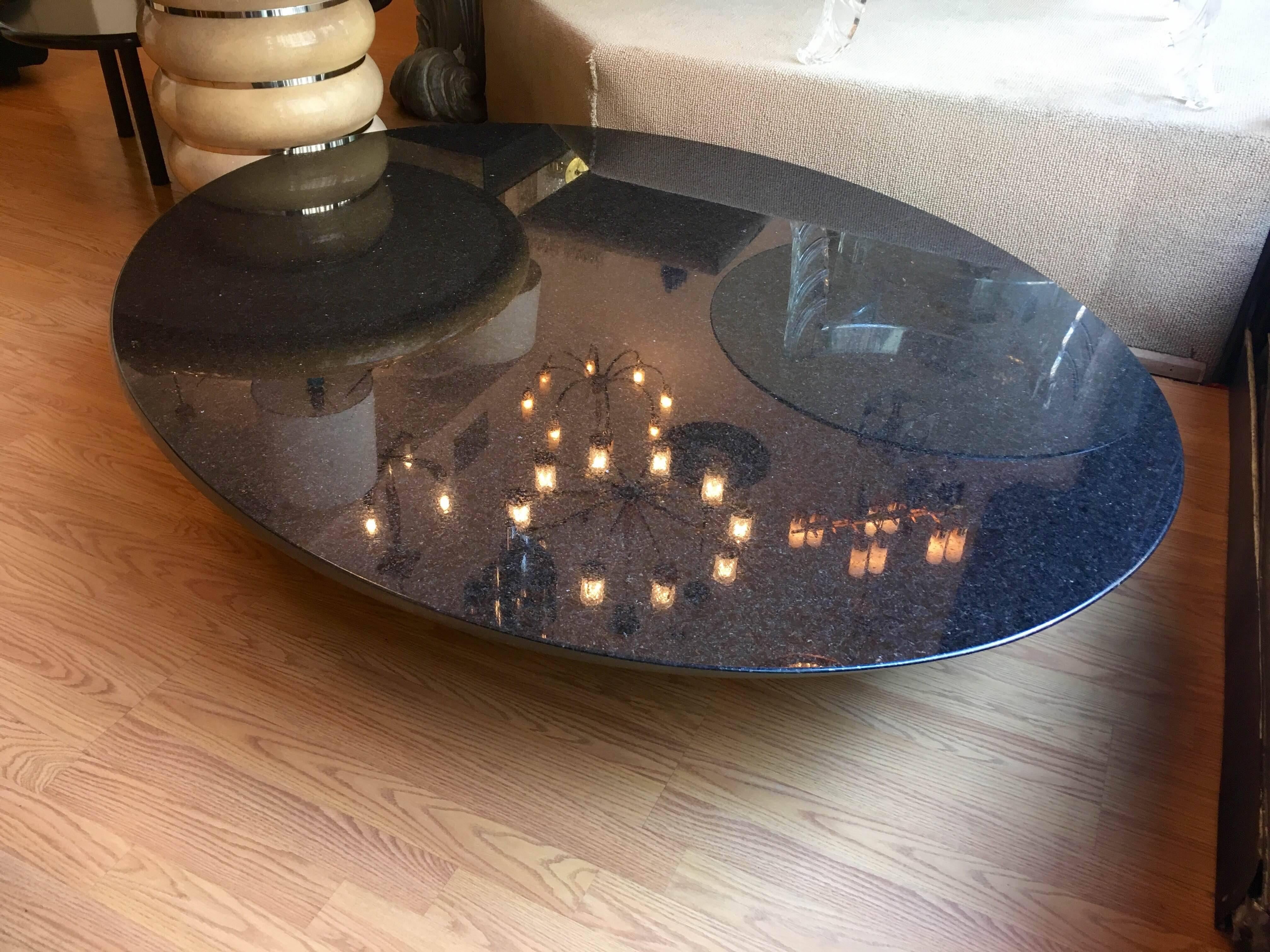Lucia Mercer Black Marble 1982 Knoll Stump Coffee Table In Excellent Condition In New York, NY