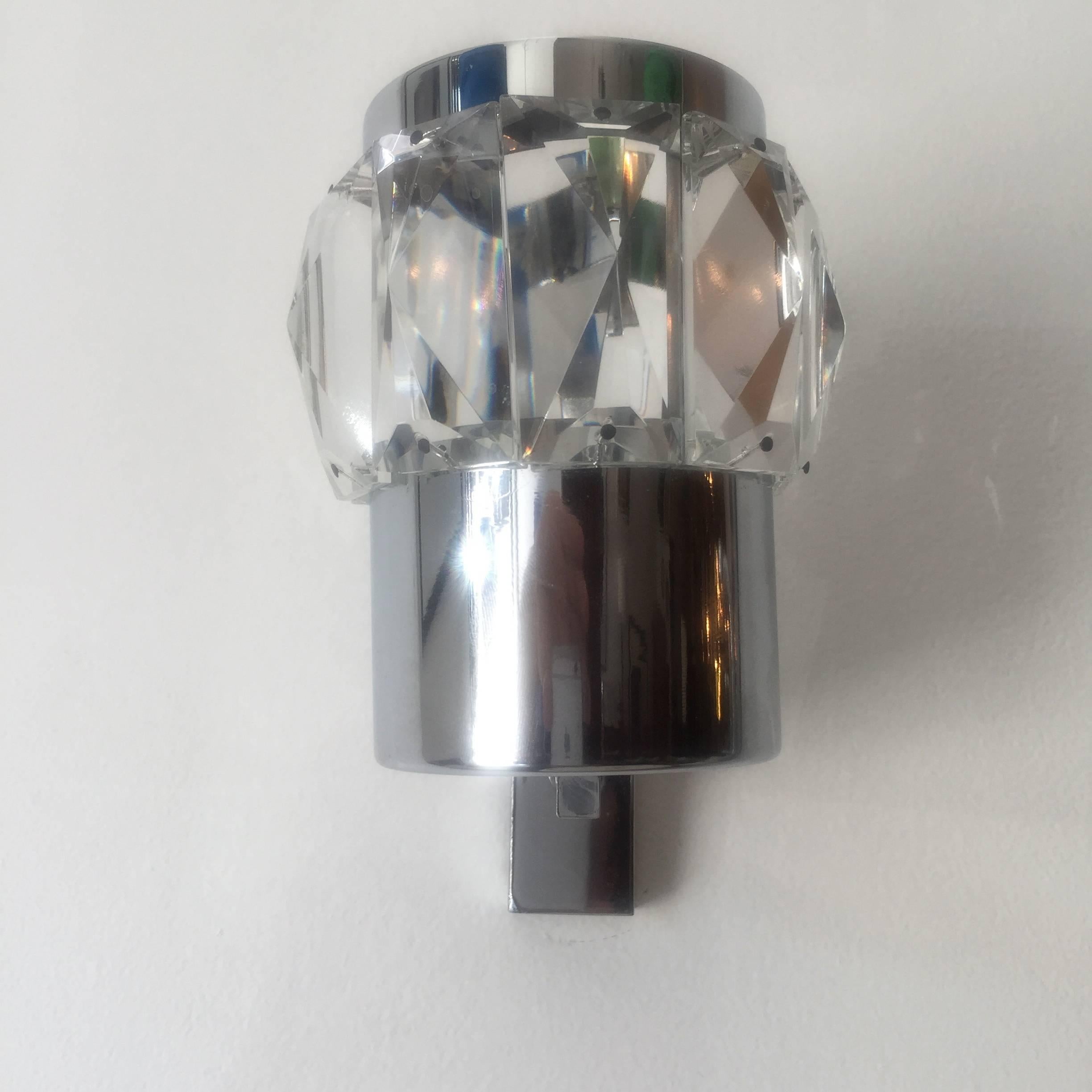 Crystal Pair of German 1960s Space Age Wall Lights For Sale