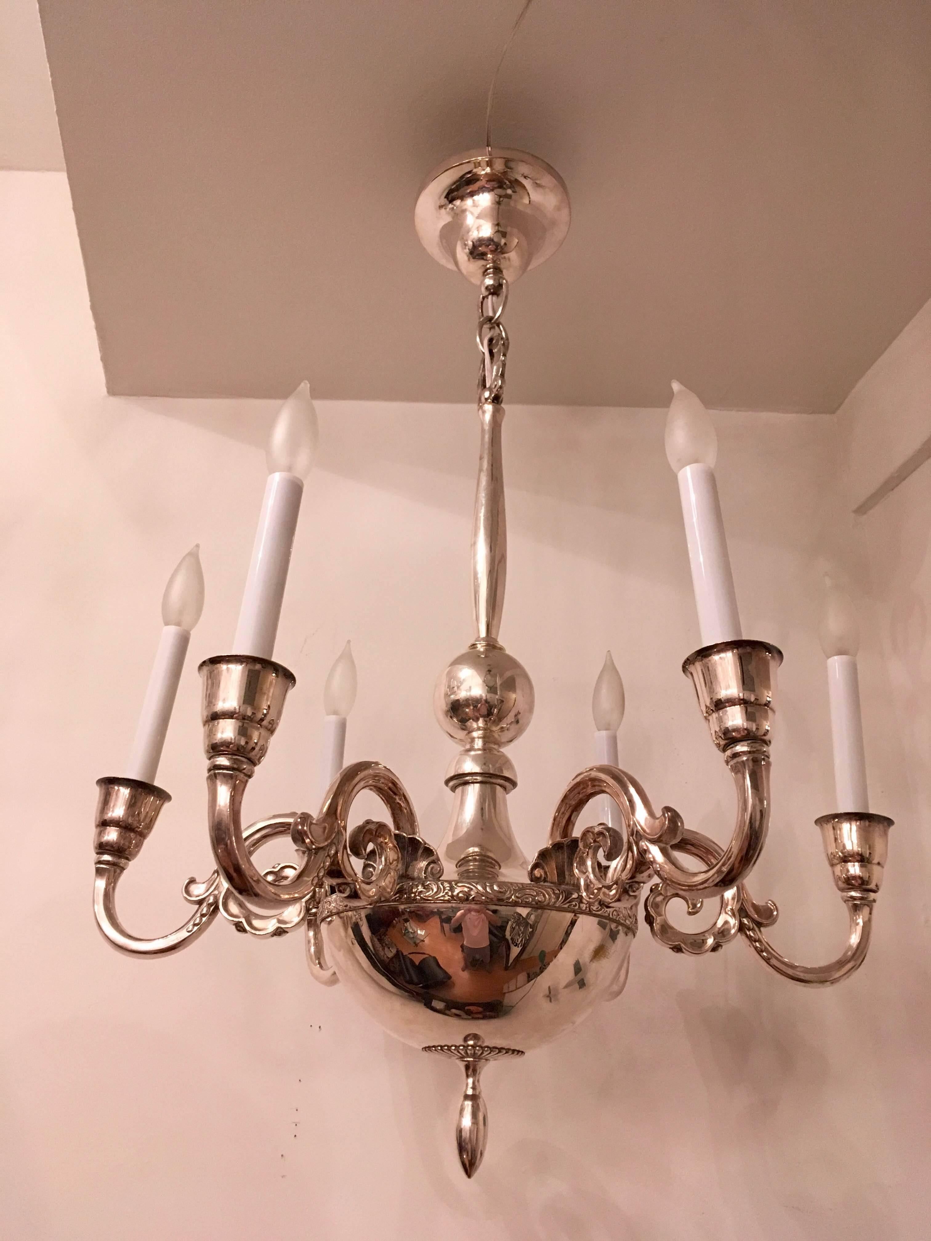 Early 20th Century Swedish Silver 1920s Chandelier by Elis Bergh for CG Hallberg
