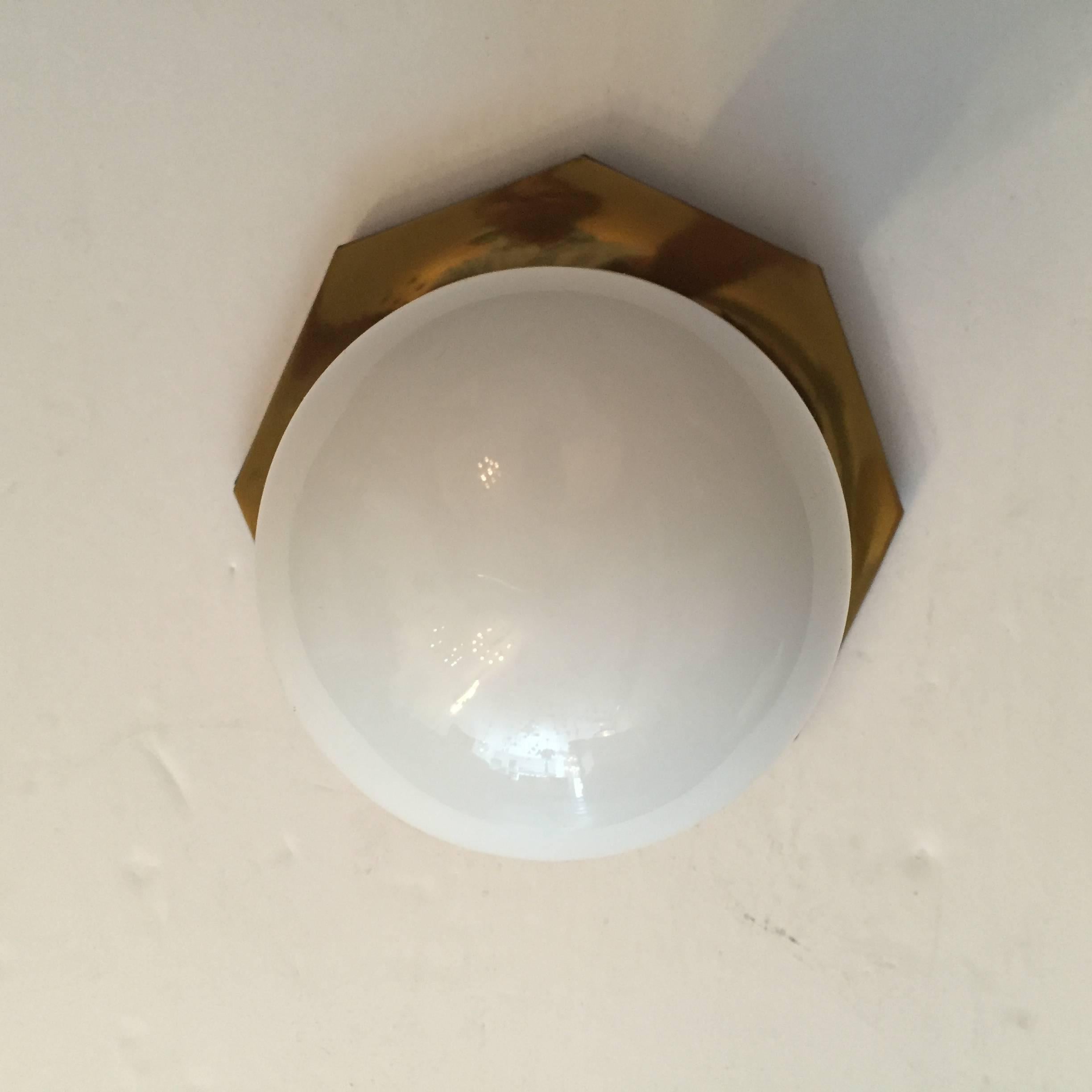 Set of Three Space Age 1960s Motoko Ishii for Staff Flush Ceiling Lights Sconces In Excellent Condition In New York, NY