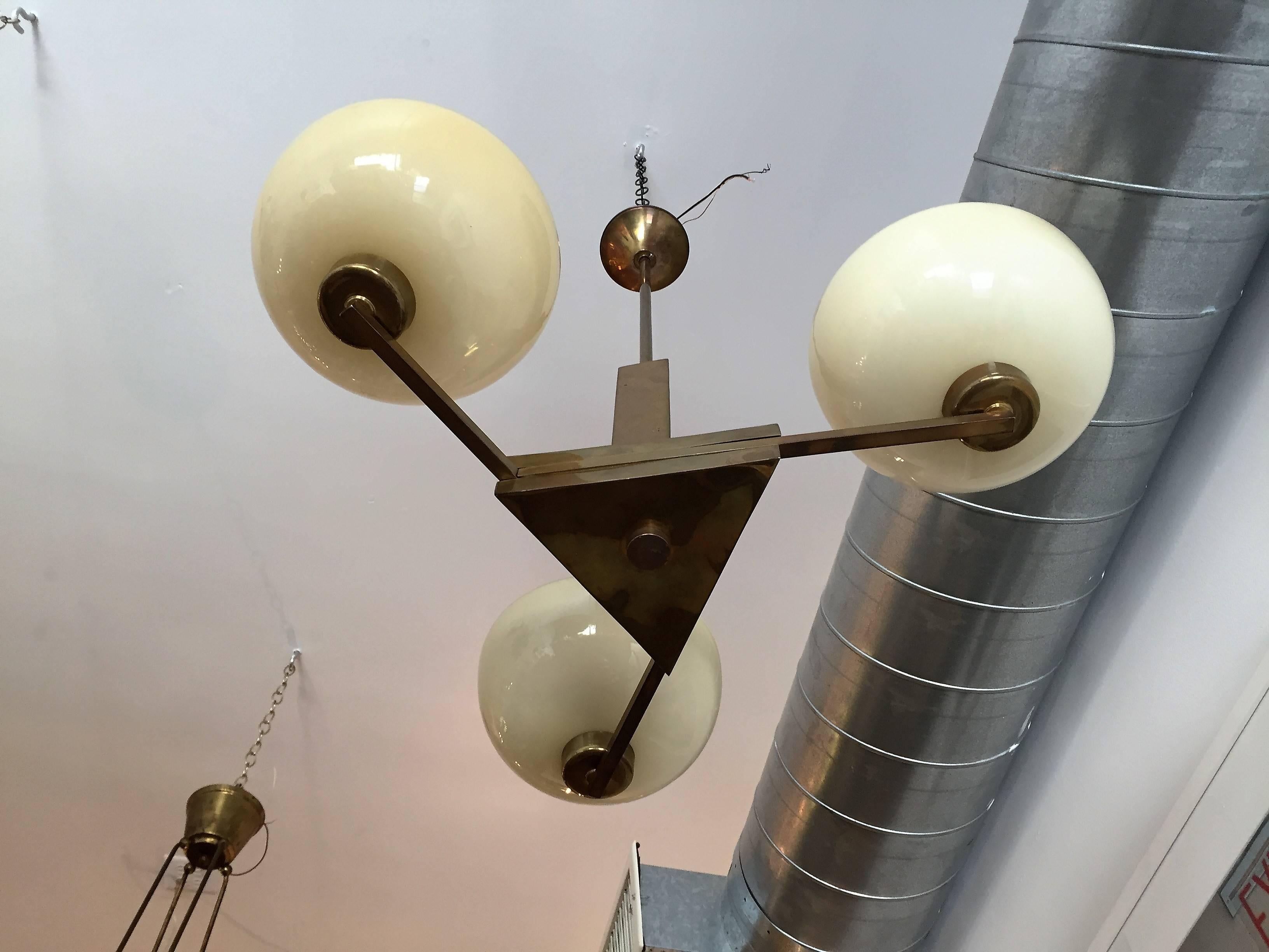 1920s German Bauhaus Cubist Pendant Chandelier In Excellent Condition In New York, NY