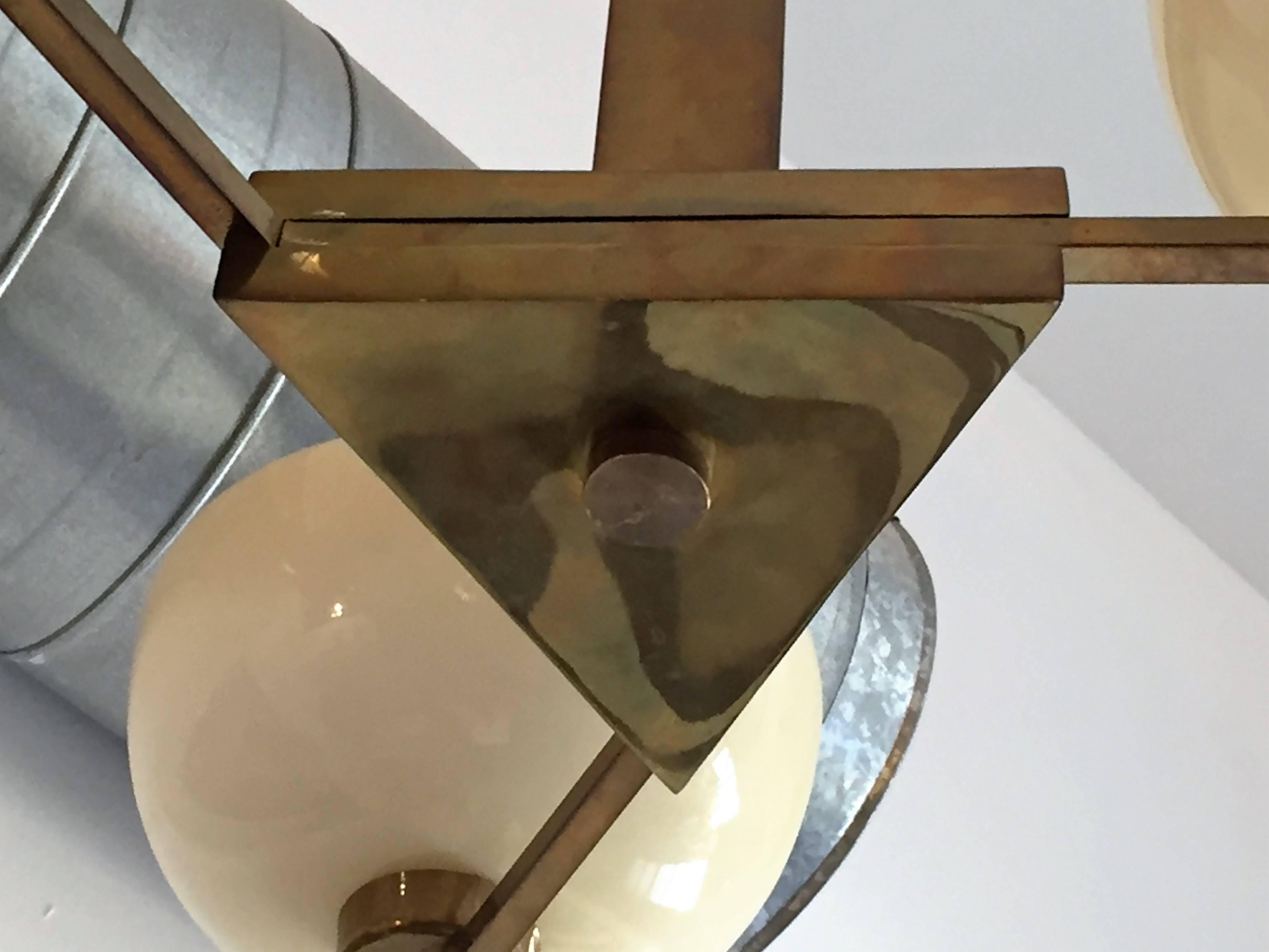 1920s German Bauhaus Cubist Pendant Chandelier 1