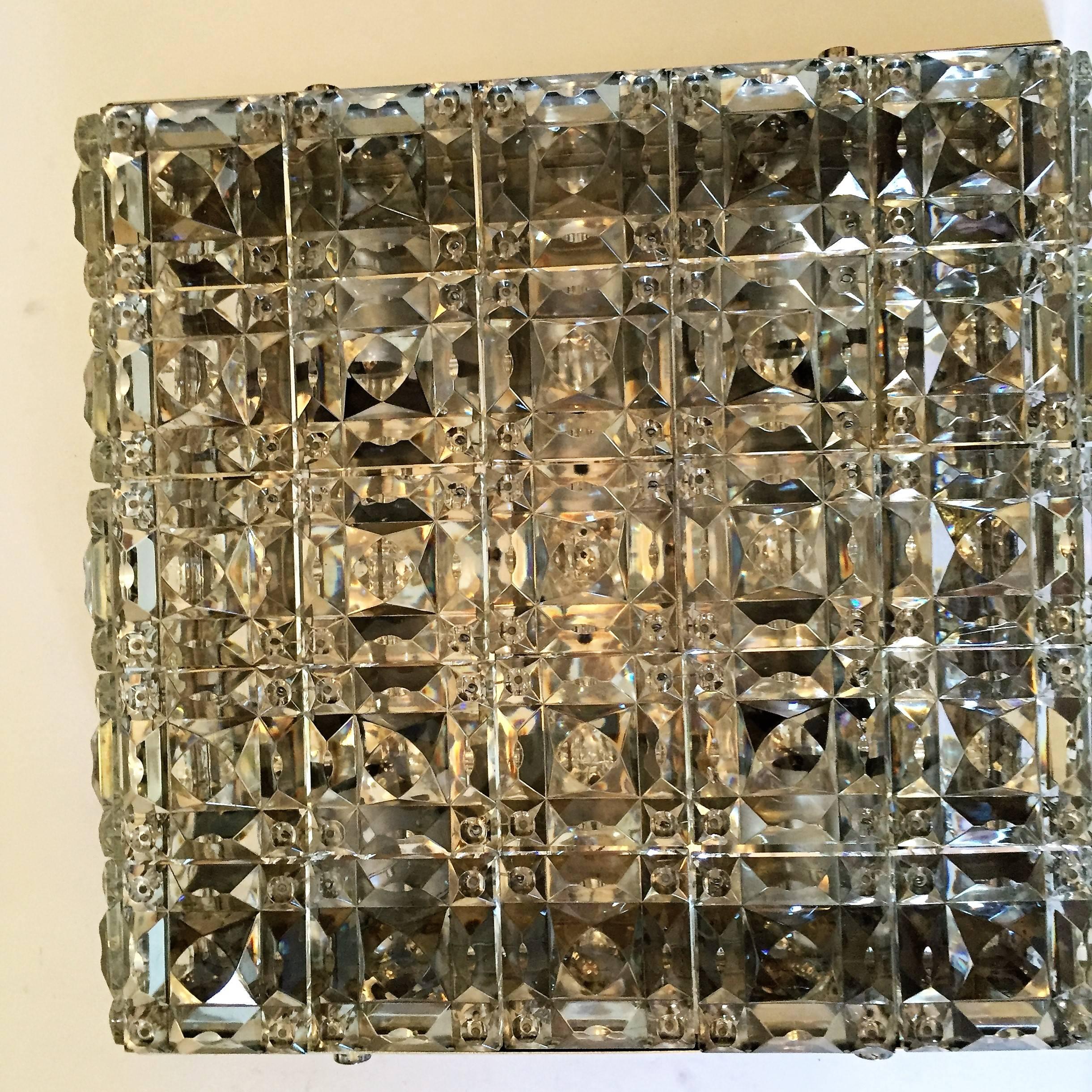 Kinkeldey Austrian Crystal 1960s Flush Ceiling Light For Sale 4