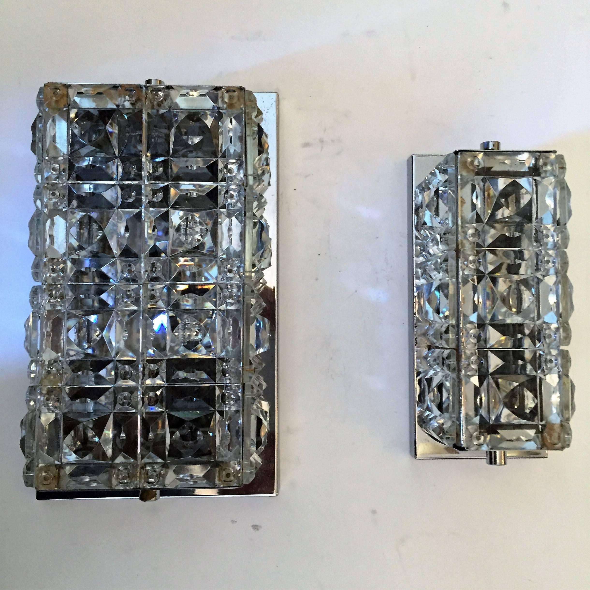 Mid-Century Modern Set of 1960s Austrian Kinkeldey Crystal Wall Lights