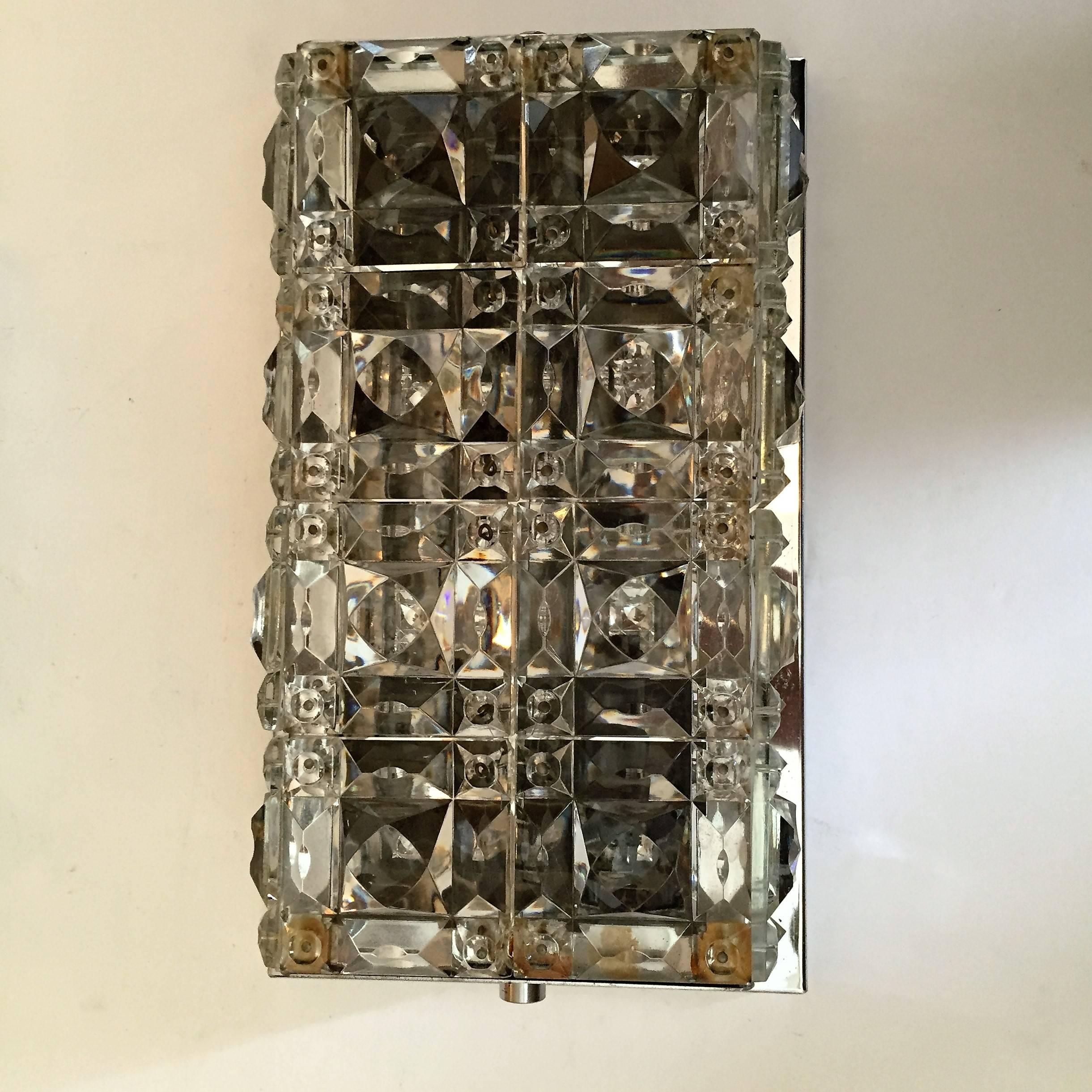 Set of 1960s Austrian Kinkeldey Crystal Wall Lights In Excellent Condition In New York, NY