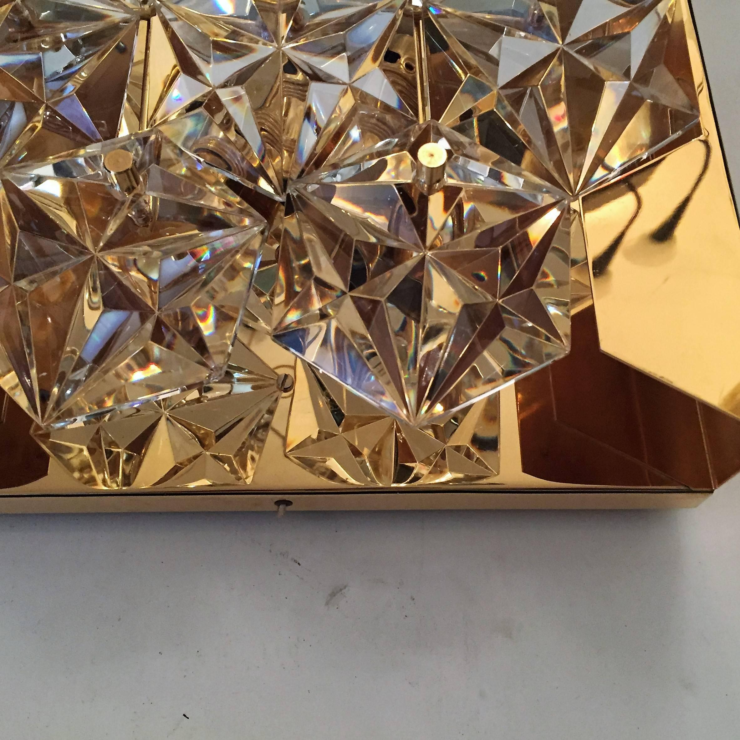 Mid-20th Century Set of Three Gold Kinkeldey Austrian Crystal, 1960s Wall Lights