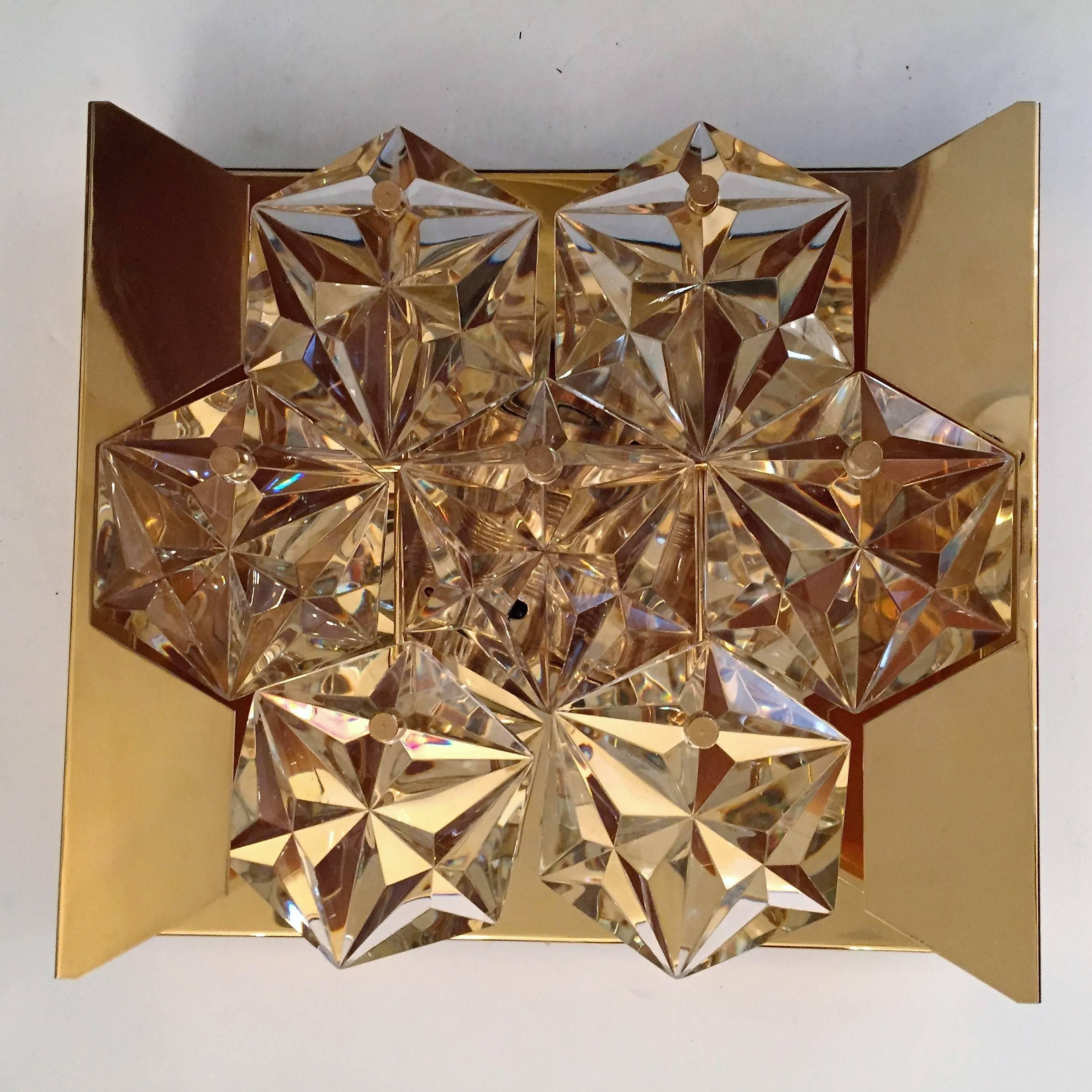 Set of Three Gold Kinkeldey Austrian Crystal, 1960s Wall Lights 4