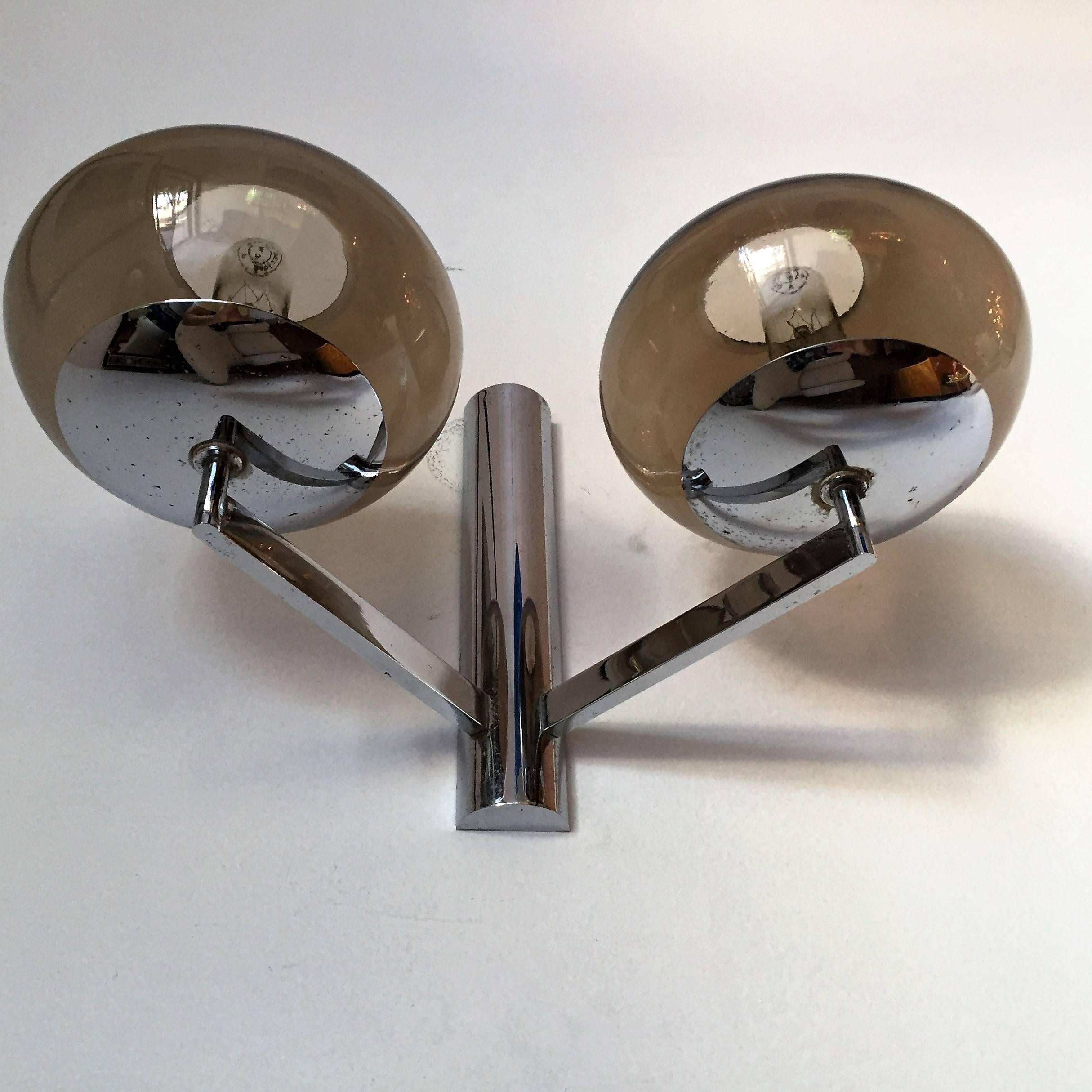 Chrome Pair of 1960s Italian Sciolari Wall Lights For Sale