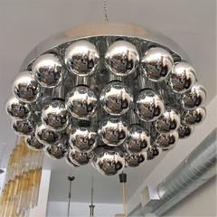 Italian 1970s High Style Large Flush Hanging Chandelier