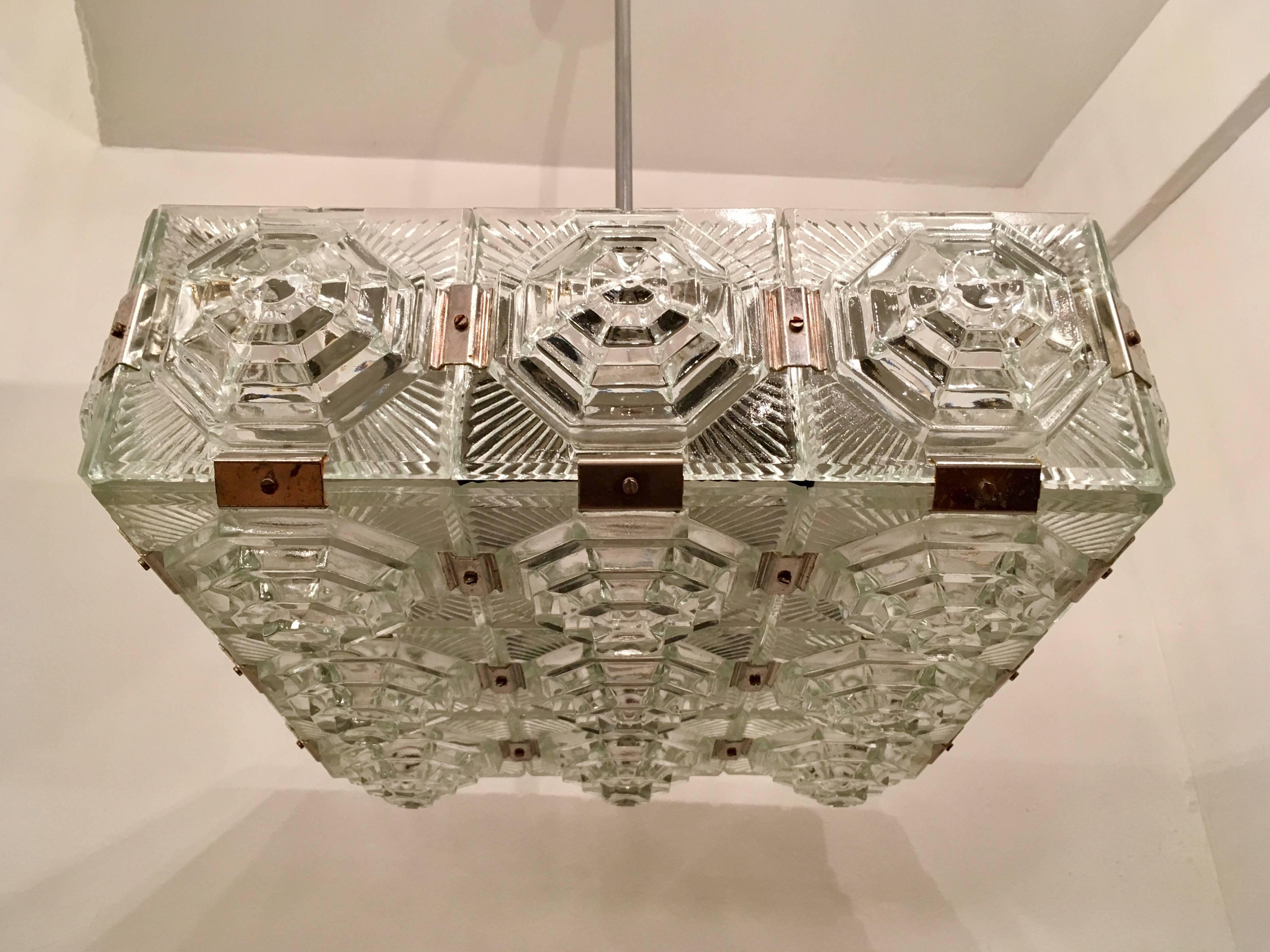 1960s Czech Kamenicky Senov Bohemian Glass Pendant In Excellent Condition In New York, NY