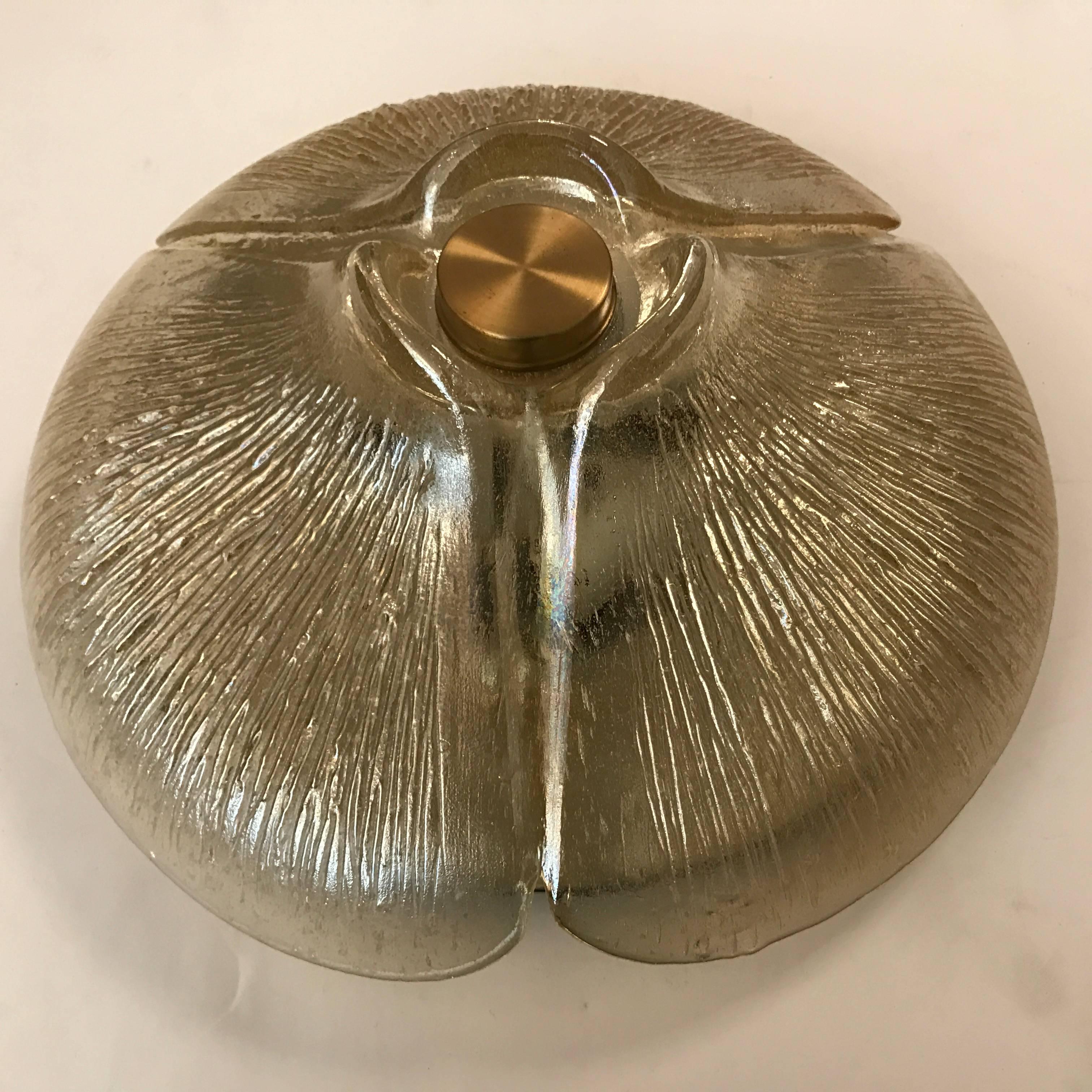 1970s Peill and Putzler Golden Glass Flush Ceiling Light For Sale 2